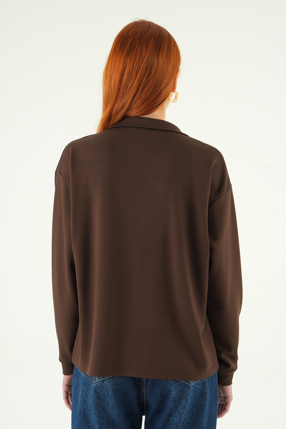 Kahve Gömlek Yaka Sweat 8275A - 5