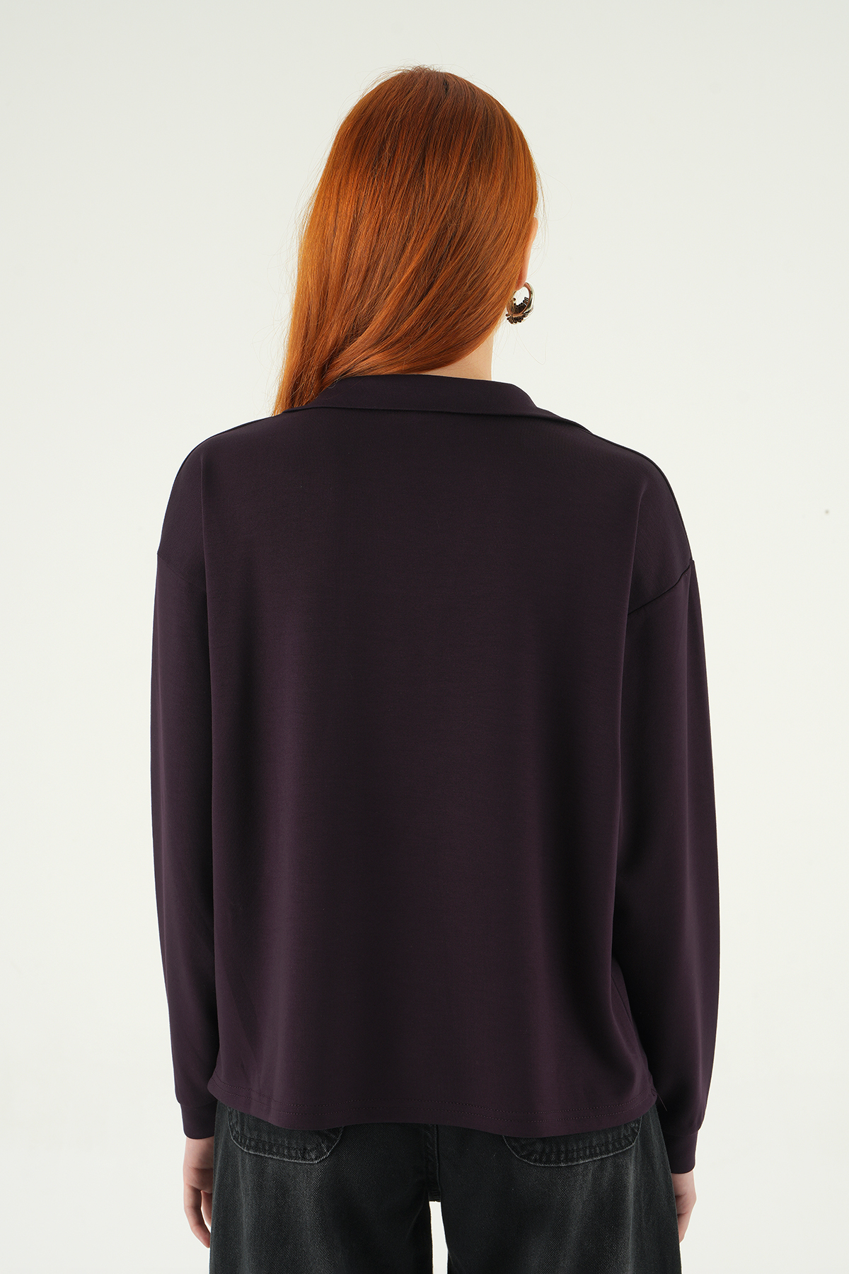 8275A Gömlek Yaka Sweat Mürdüm - 5