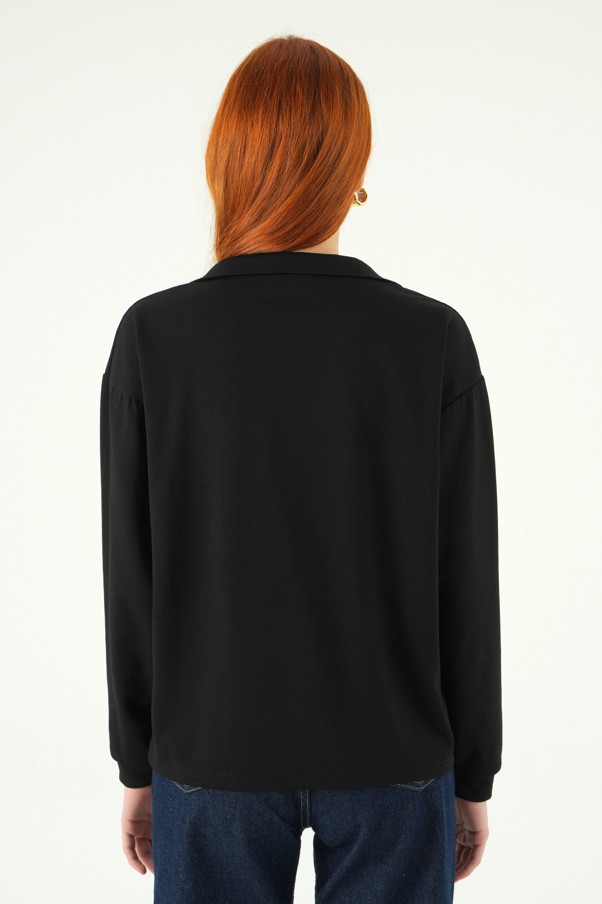 Siyah Gömlek Yaka Sweat 8275A - 5