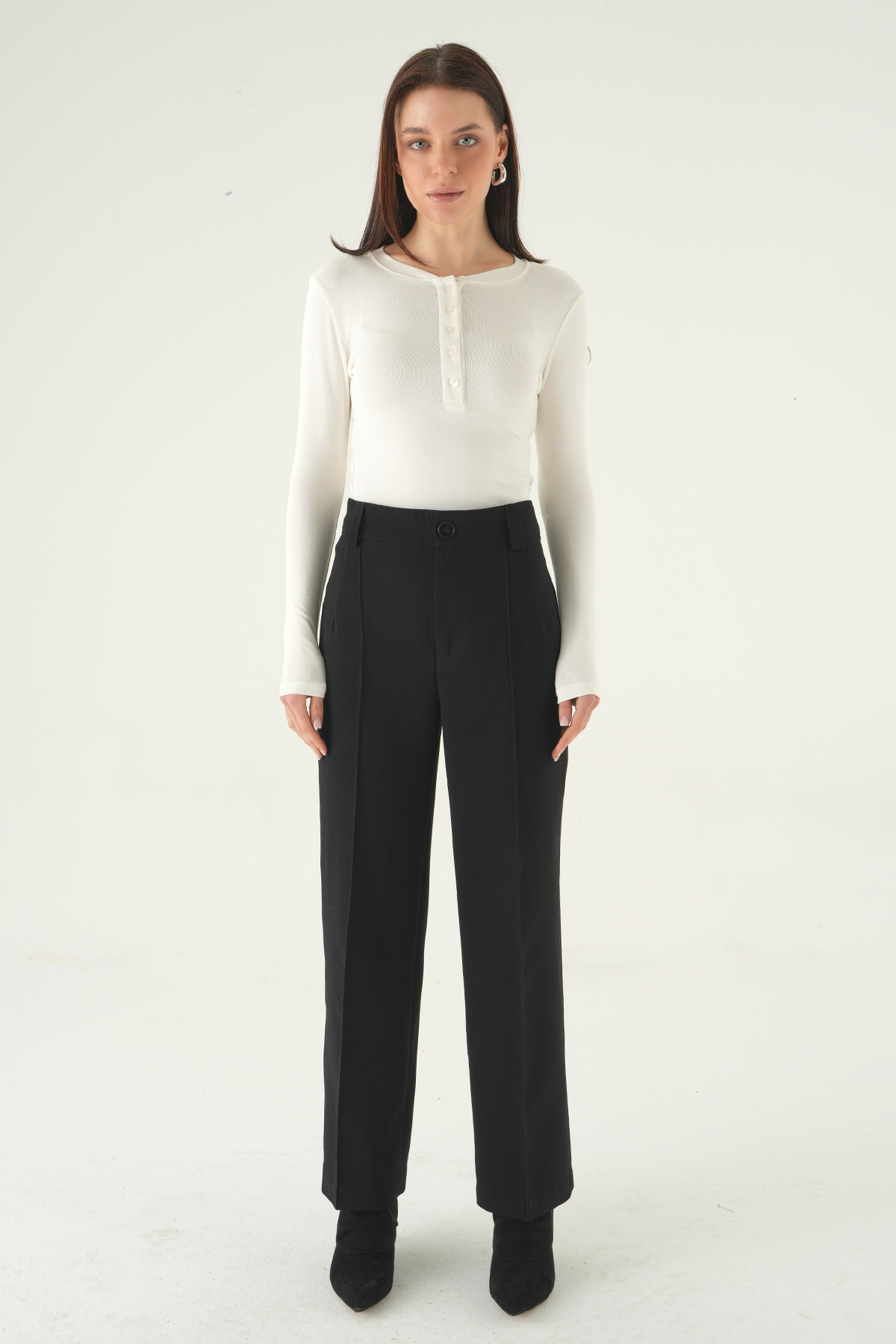 Ekru Ön Düğmeli Badi 8276A - 3