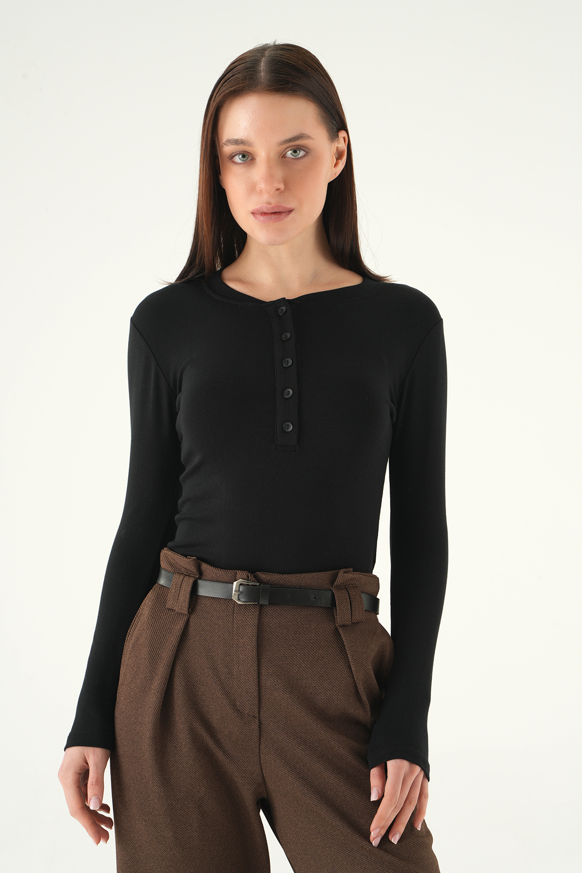 Siyah Ön Düğmeli Badi 8276A 