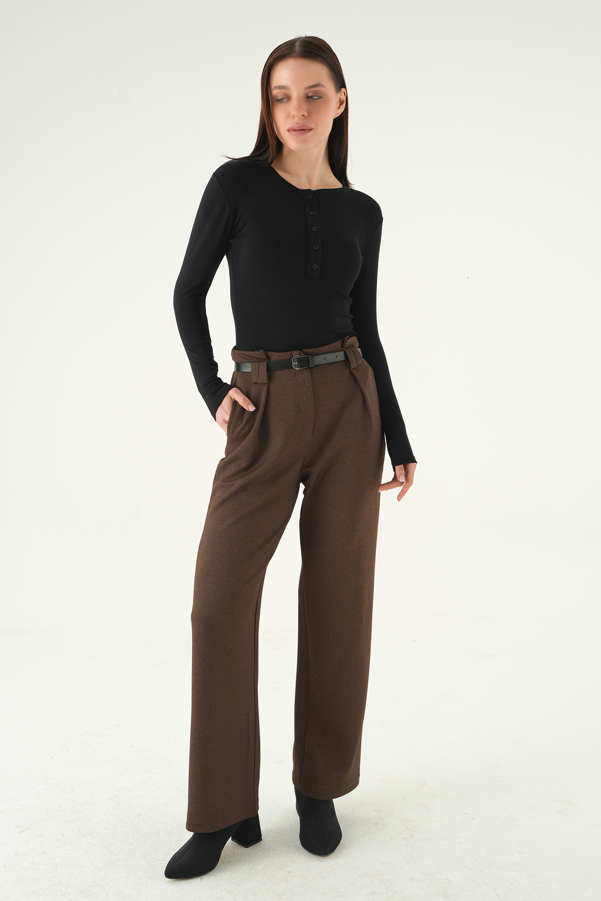 Siyah Ön Düğmeli Badi 8276A - 3