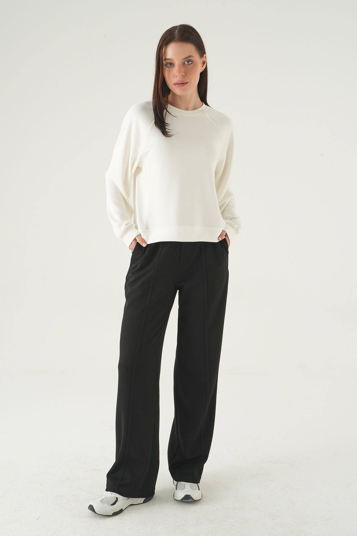 8277A Bisiklet Yaka Sweat Ekru - RAYS