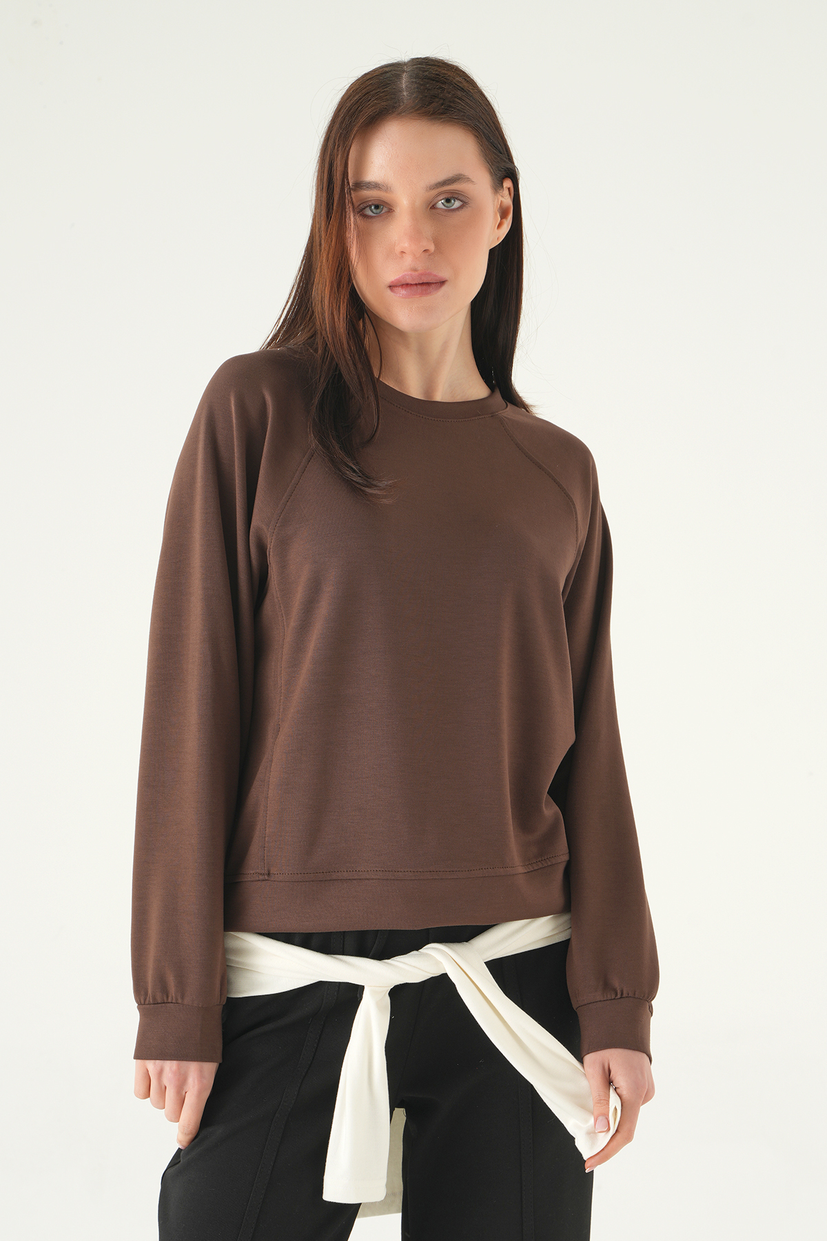 Kahve Bisiklet Yaka Sweat 8277A - 1