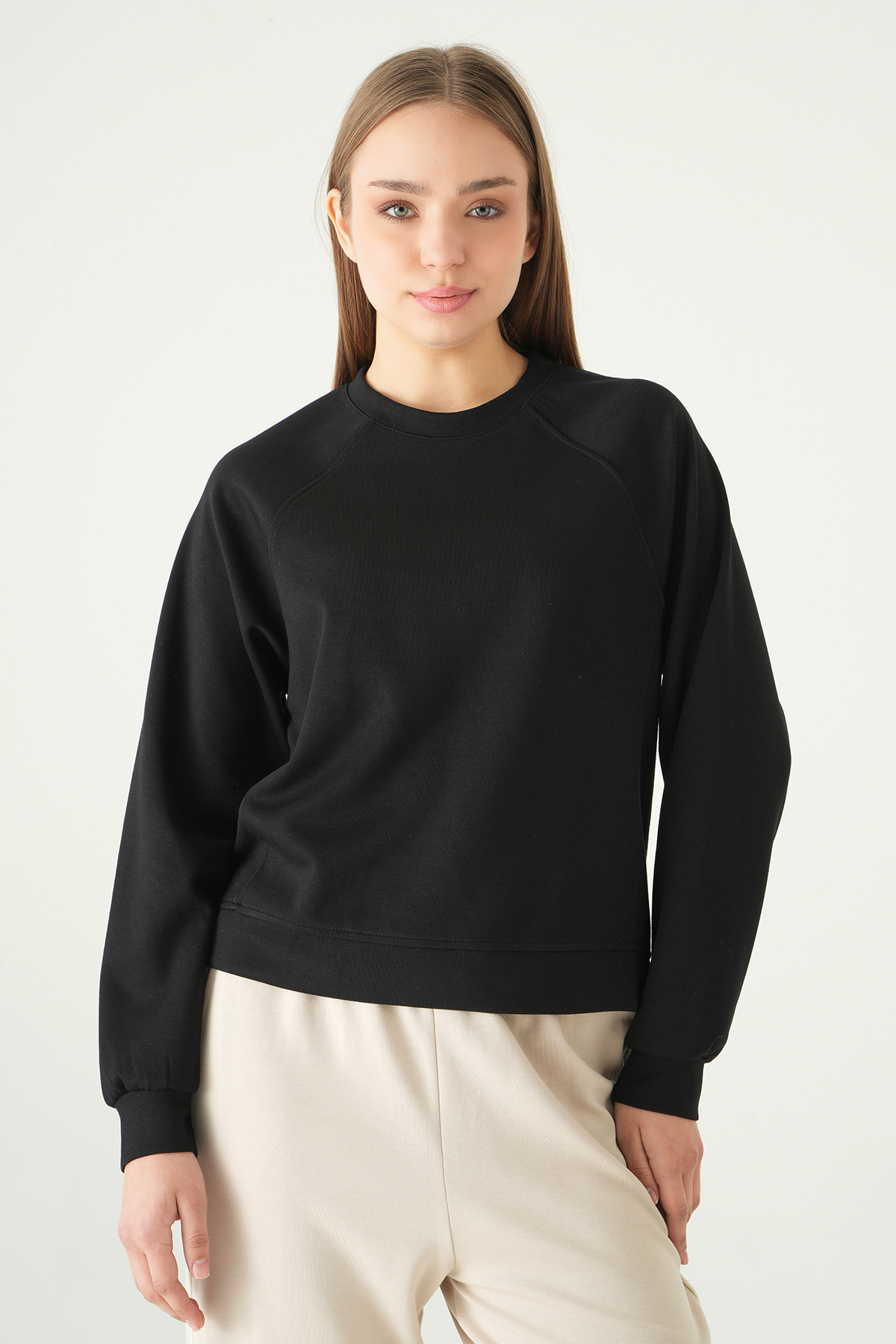 Siyah Bisiklet Yaka Sweat 8277A - 2