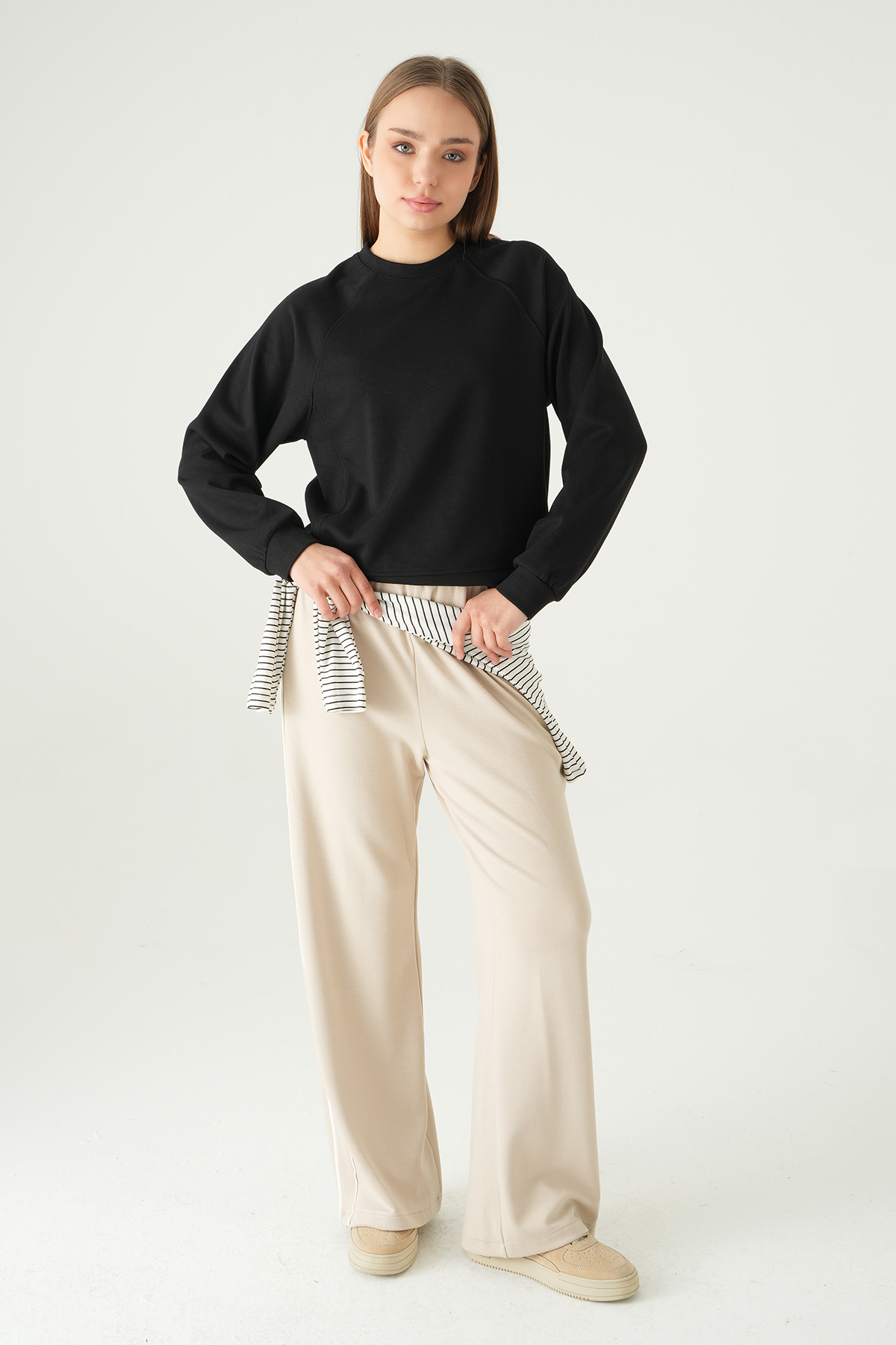 Siyah Bisiklet Yaka Sweat 8277A - 3