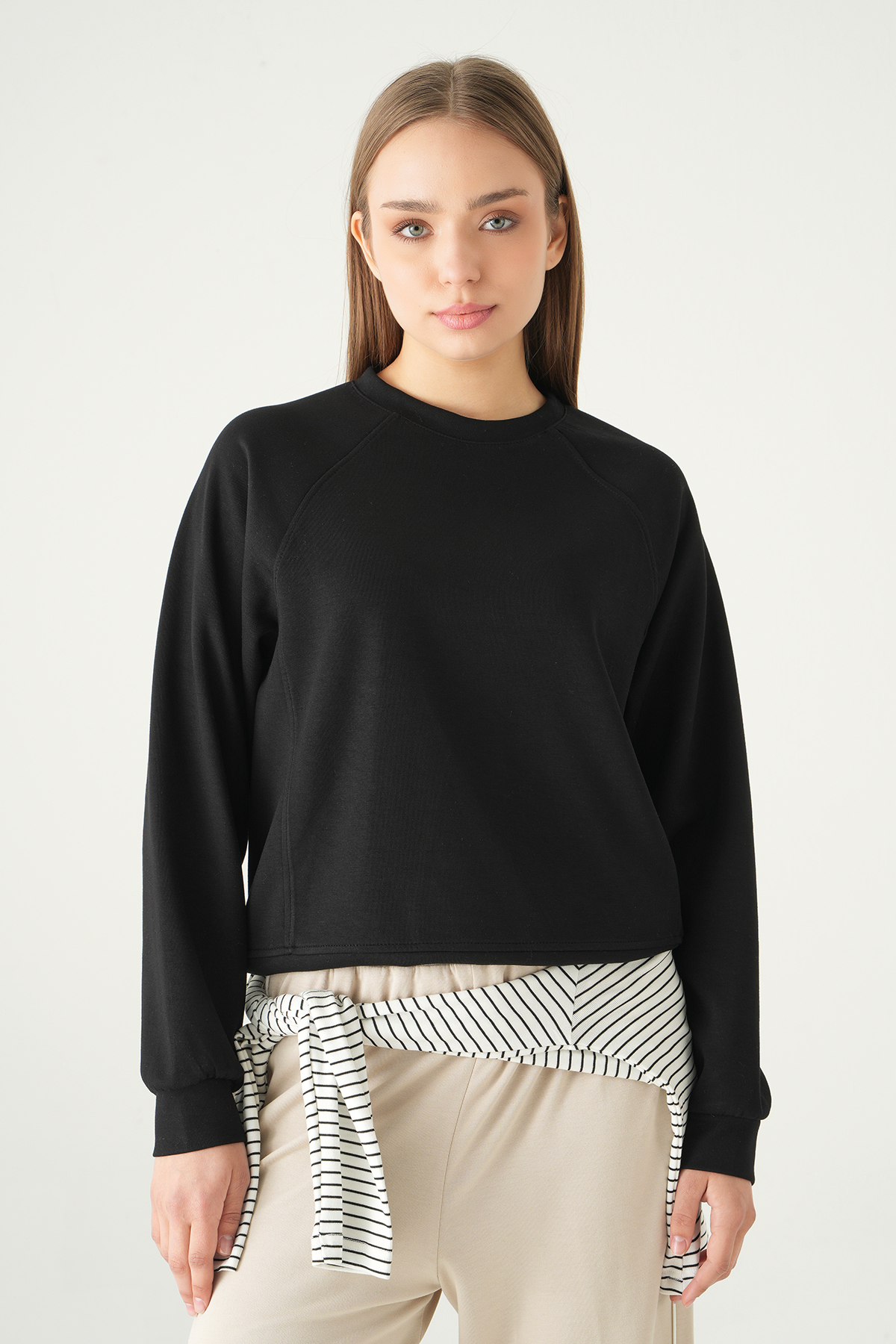 Siyah Bisiklet Yaka Sweat 8277A - 7