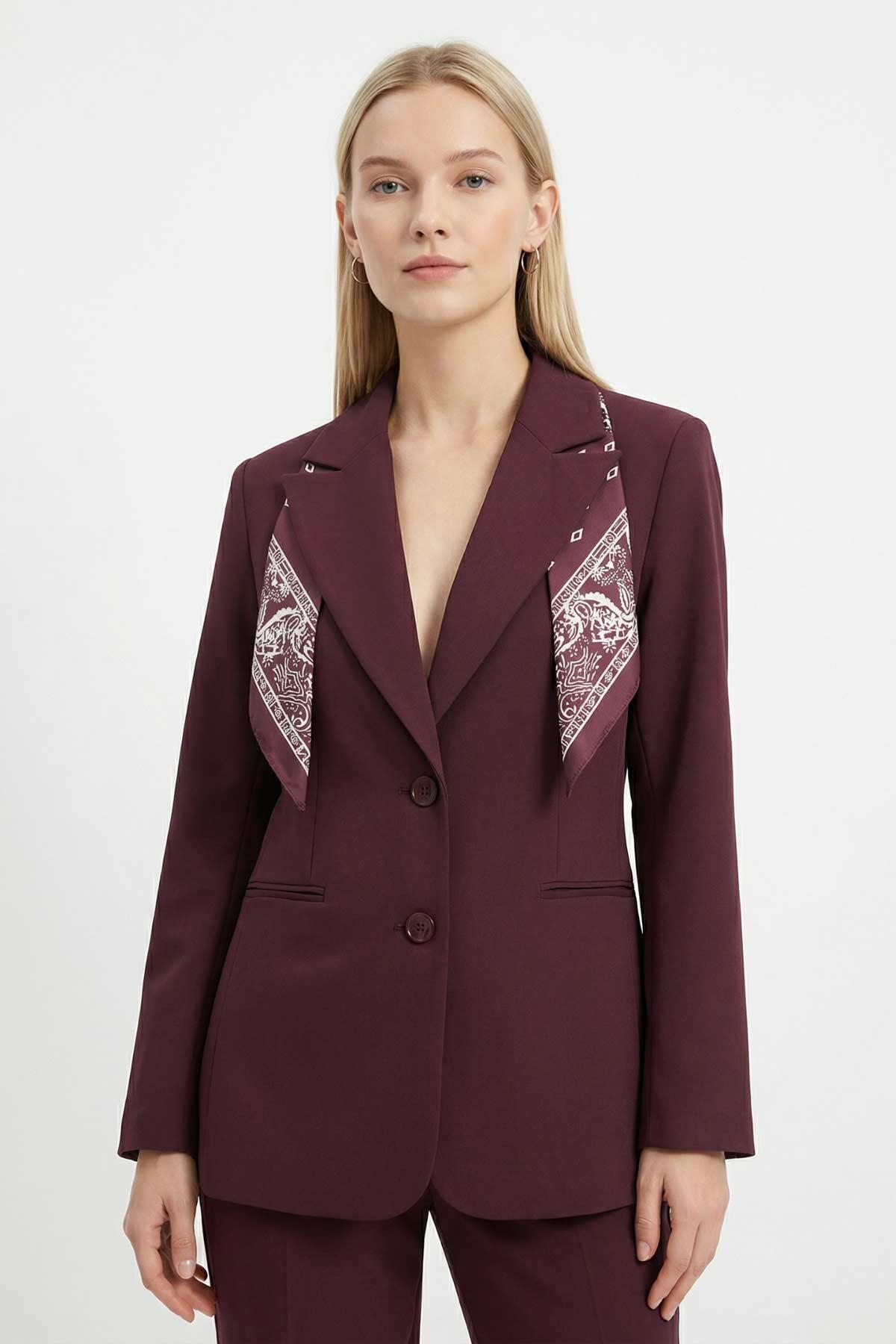 Mürdüm Fular Detay Ceket 8295 - 1