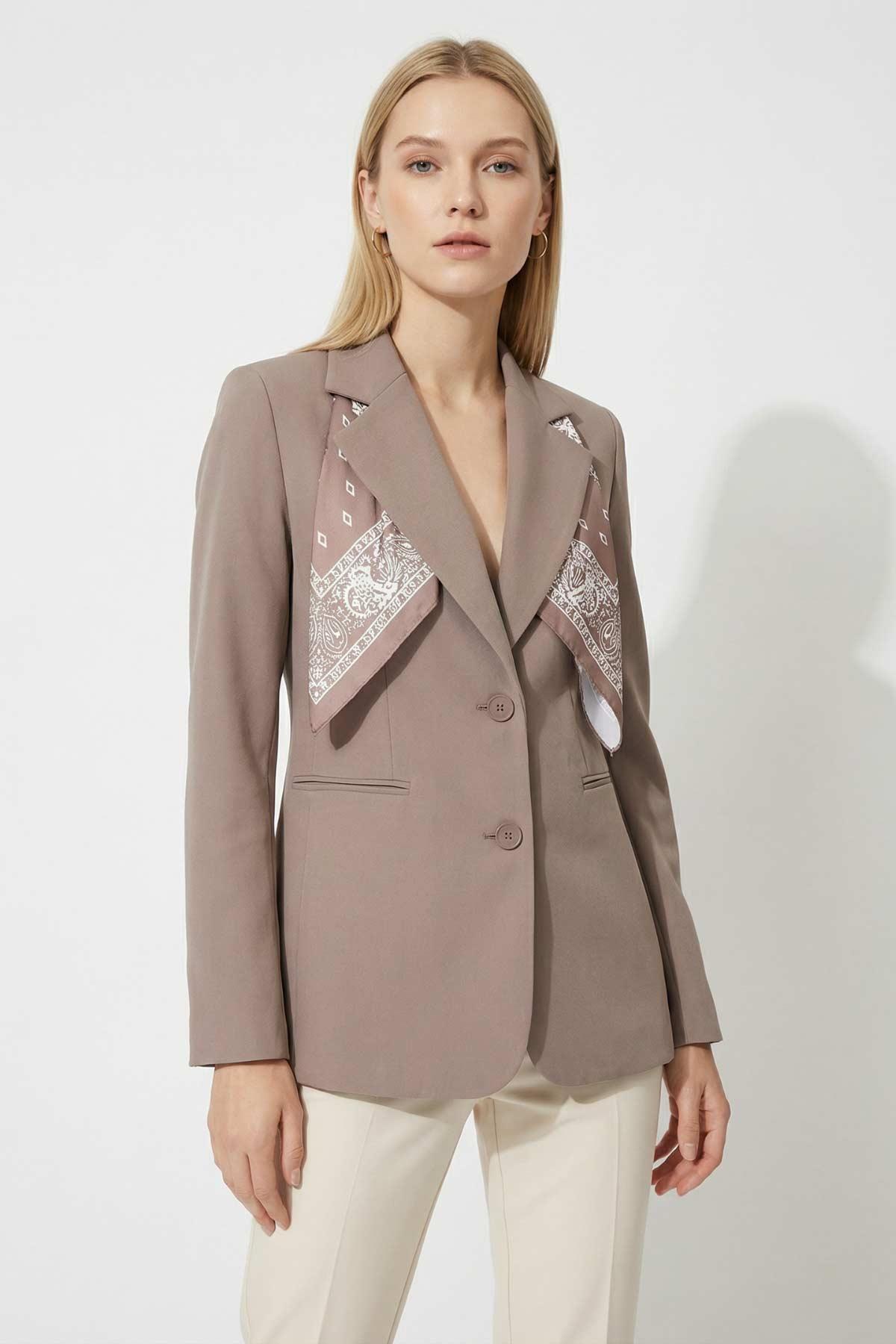 Vizon Fular Detay Ceket 8295 - RAYS