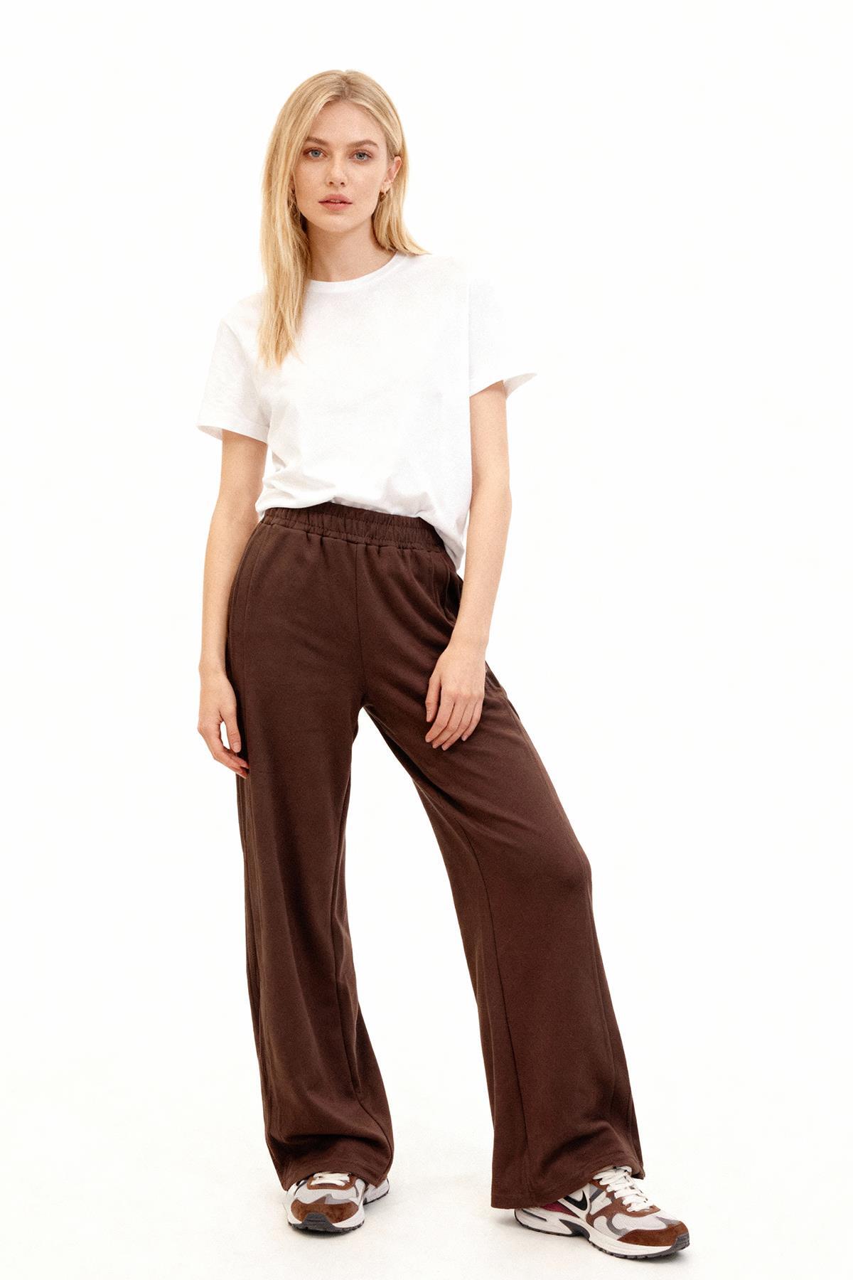 8296A Yandan Çimalı Eşofman Kahve - 1