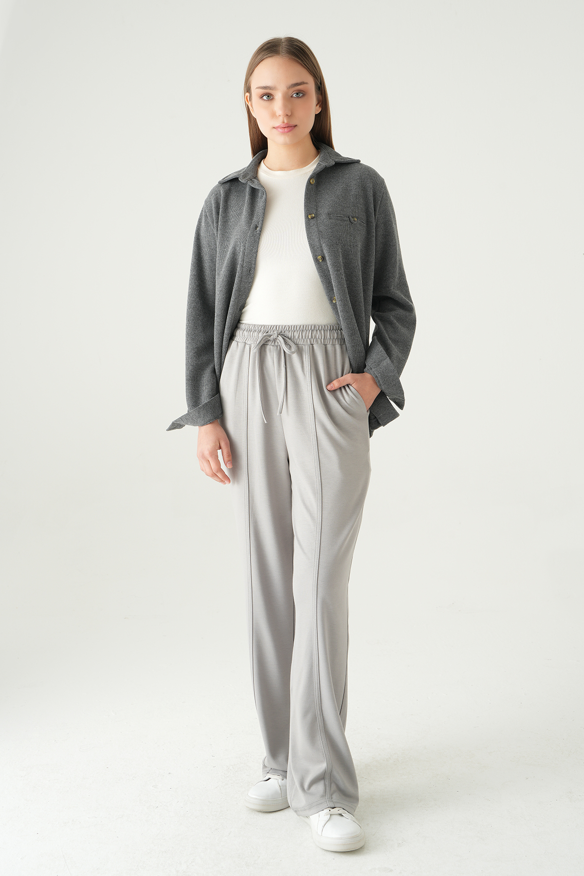 Gri Ön Çima Detay Eşofman 8302A - 1