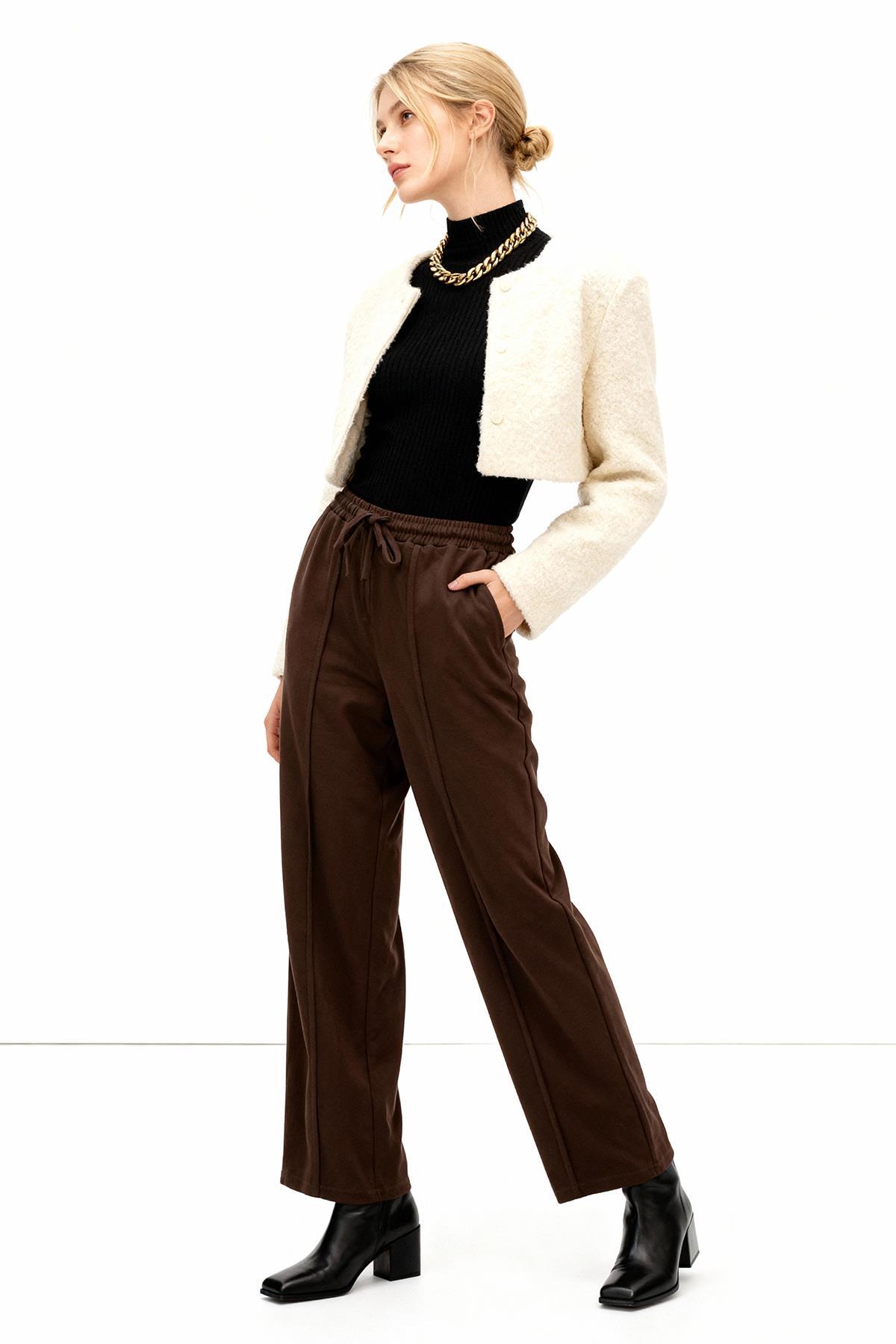 8302A Ön Çima Detay Eşofman Kahve - RAYS