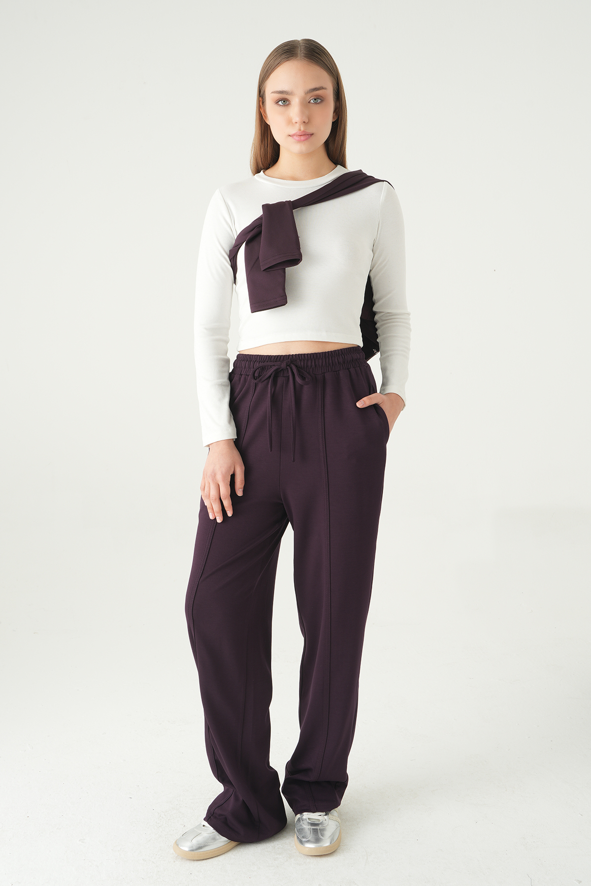 8302A Ön Çima Detay Eşofman Mürdüm - RAYS