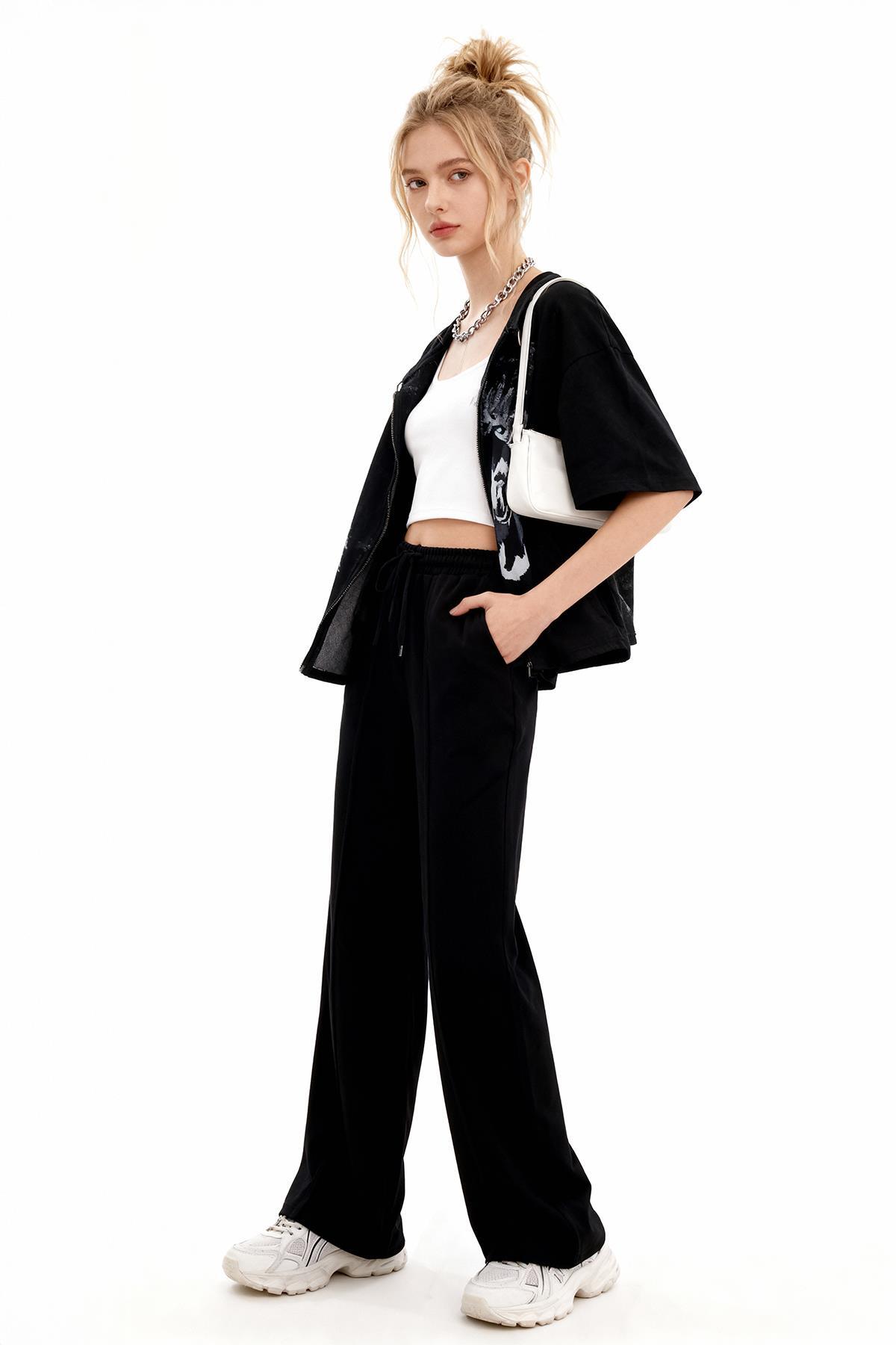 8302A Ön Çima Detay Eşofman Siyah - RAYS