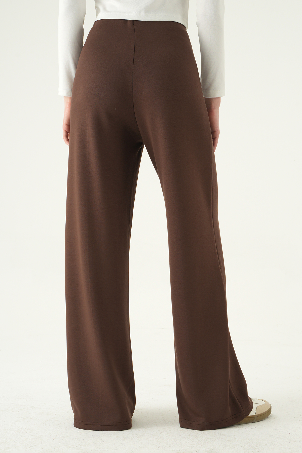 Kahve Ön Çimalı Yüksek Bel Pantolon 8303A - 5