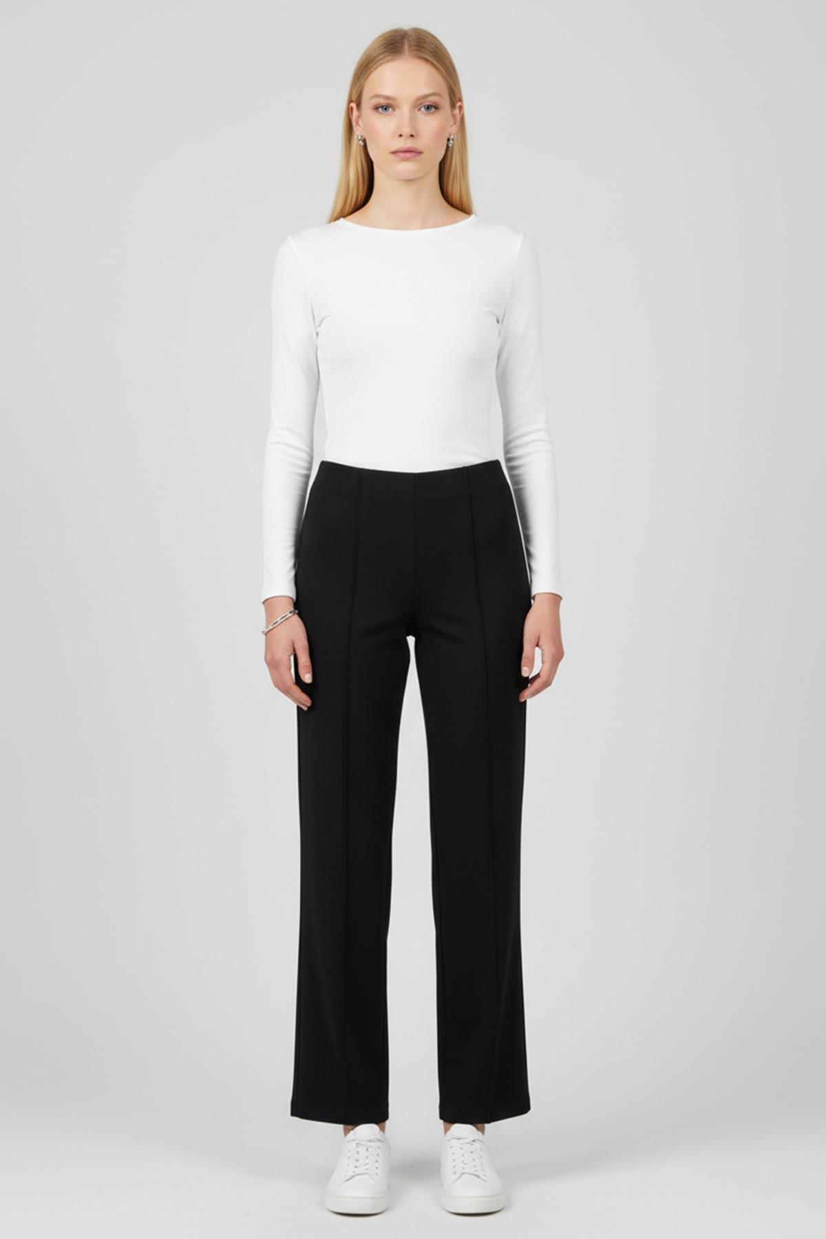 8303A Ön Çimalı Yüksek Bel Pantolon Siyah - RAYS
