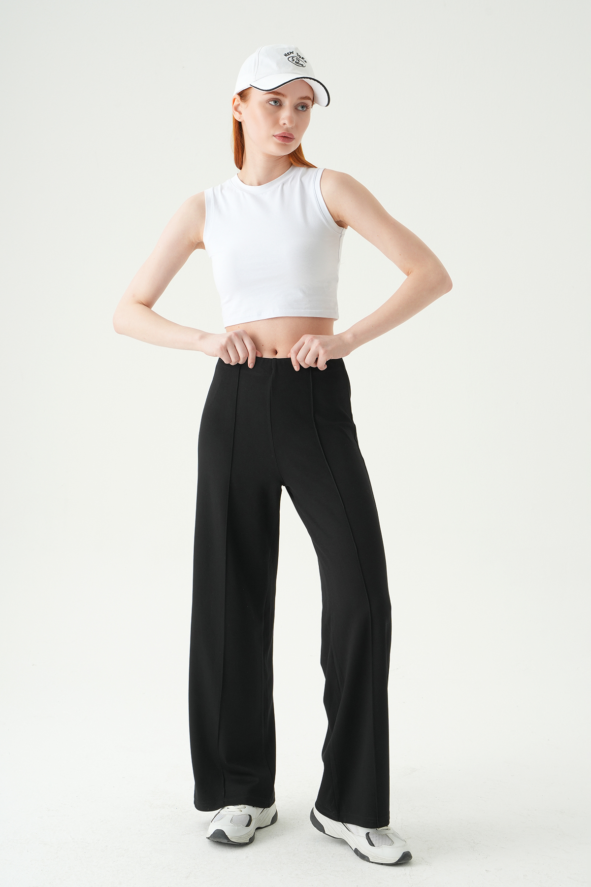 8303A Ön Çimalı Yüksek Bel Pantolon Siyah - RAYS