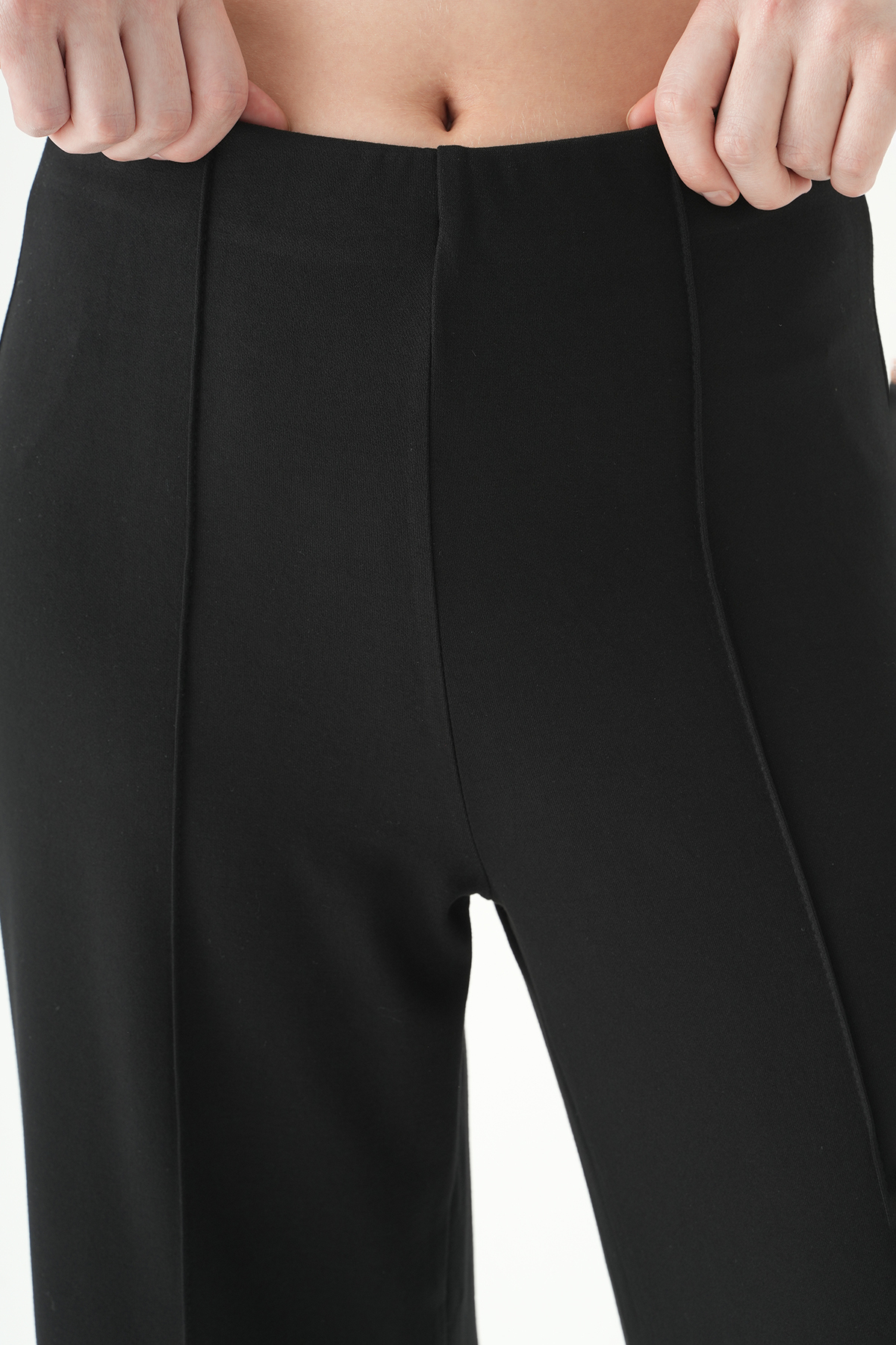 Siyah Ön Çimalı Yüksek Bel Pantolon 8303A - 4