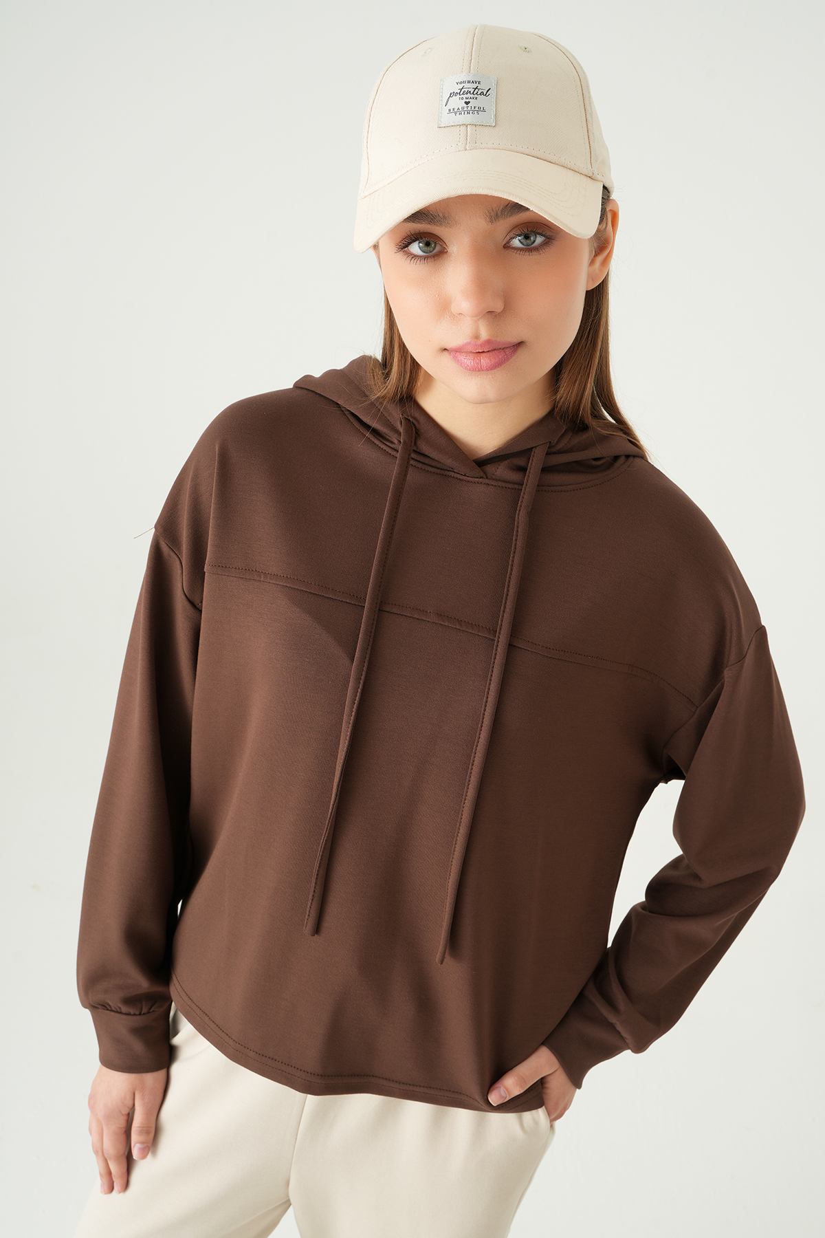 Kahve Şerit Detay Sweat 8308A 