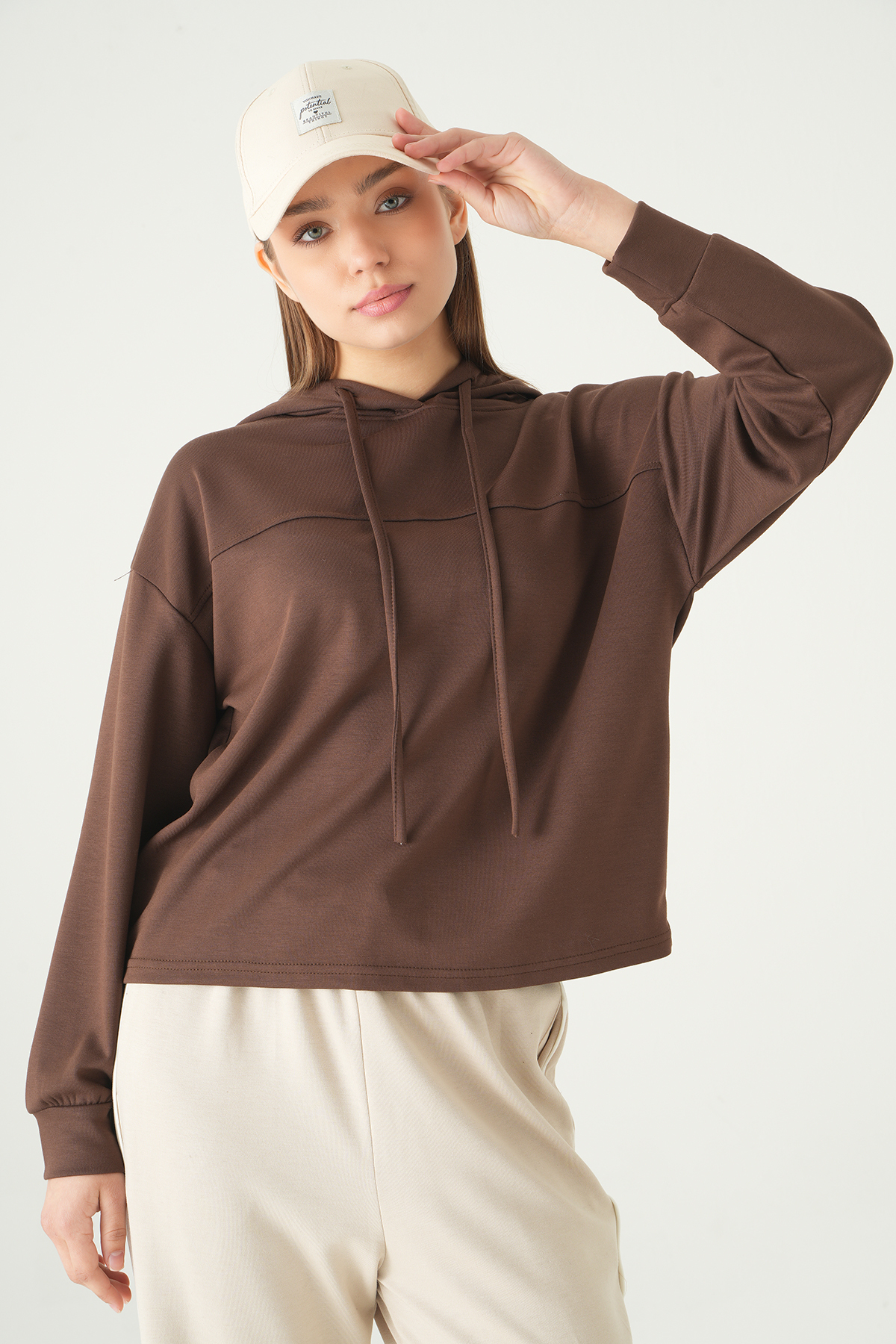 Kahve Şerit Detay Sweat 8308A - 6