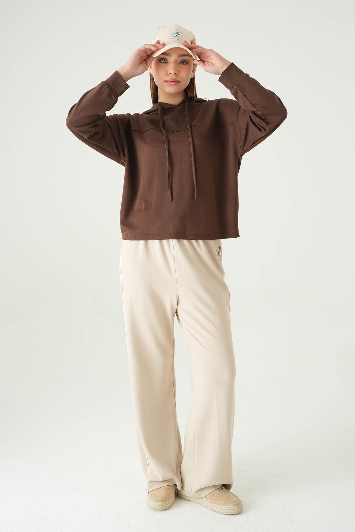 Kahve Şerit Detay Sweat 8308A - RAYS