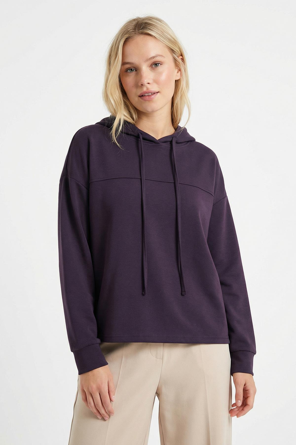 8308A Şerit Detay Tunik Mürdüm - RAYS