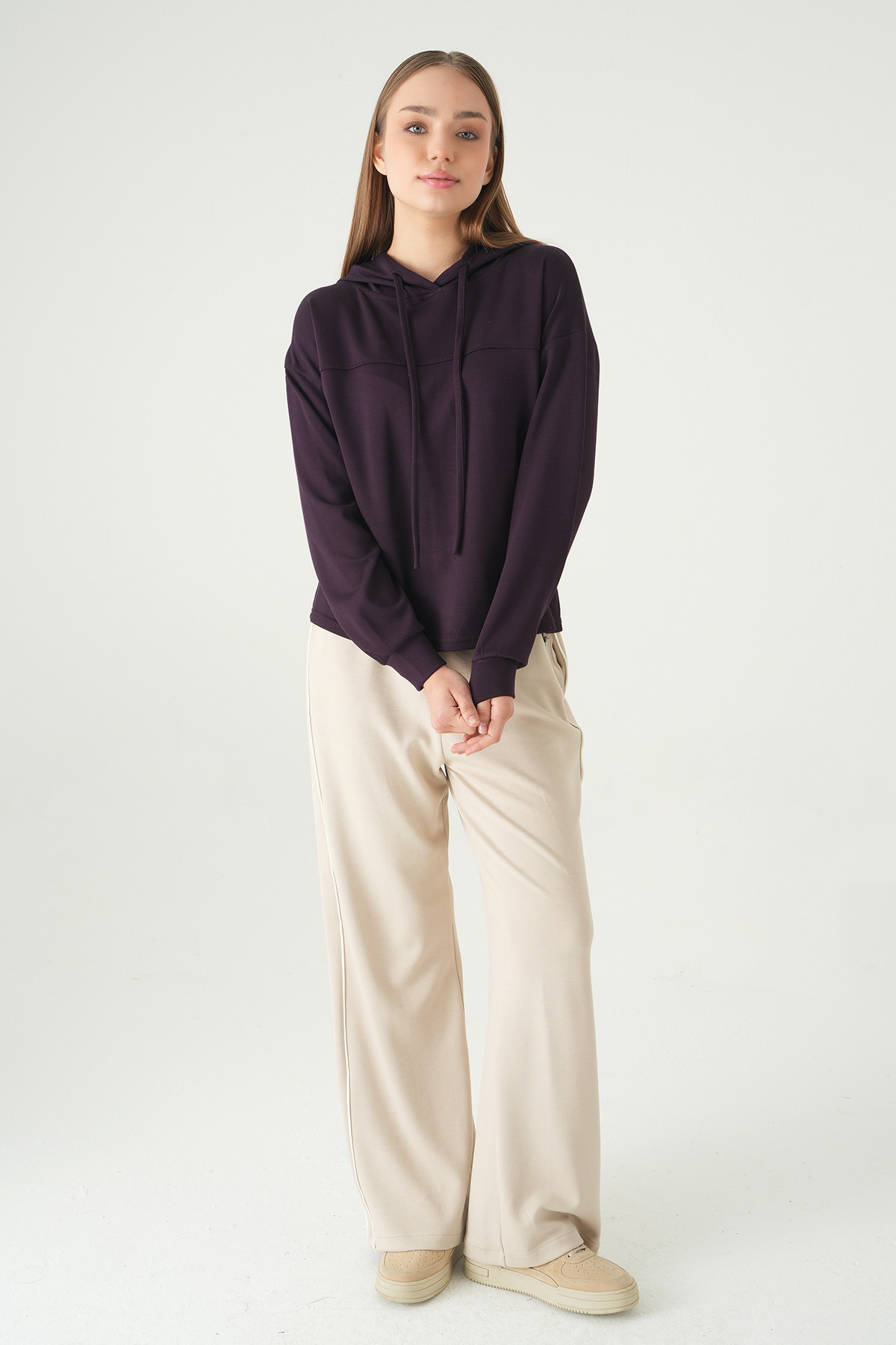 Mürdüm Şerit Detay Sweat 8308A - 3