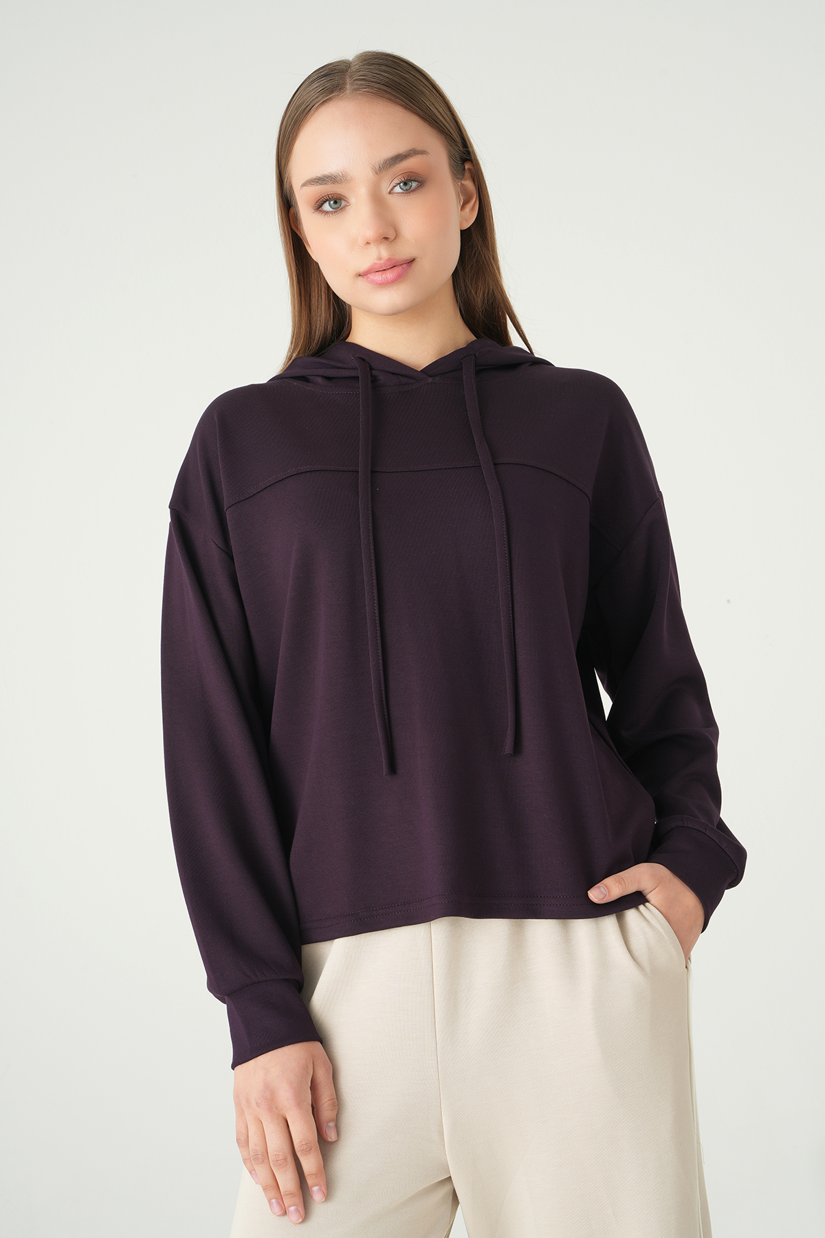 Mürdüm Şerit Detay Sweat 8308A - 6