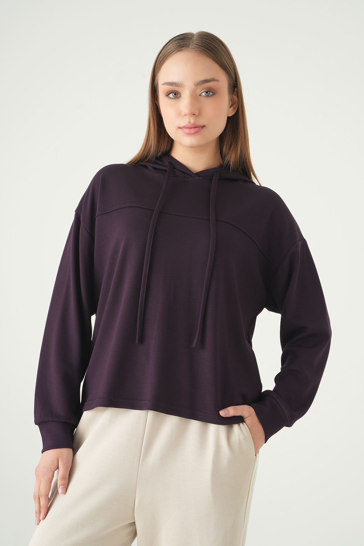 Mürdüm Şerit Detay Sweat 8308A - 1