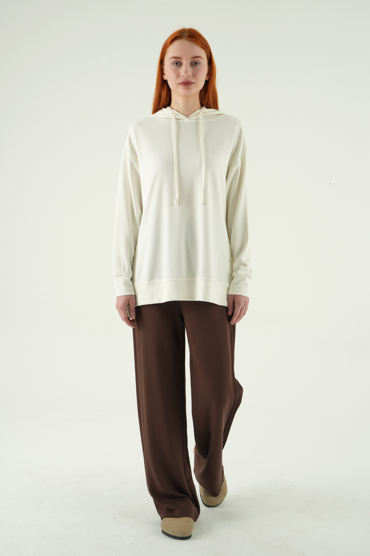 Ekru Kapüşonlu Tunik 8309A - 3