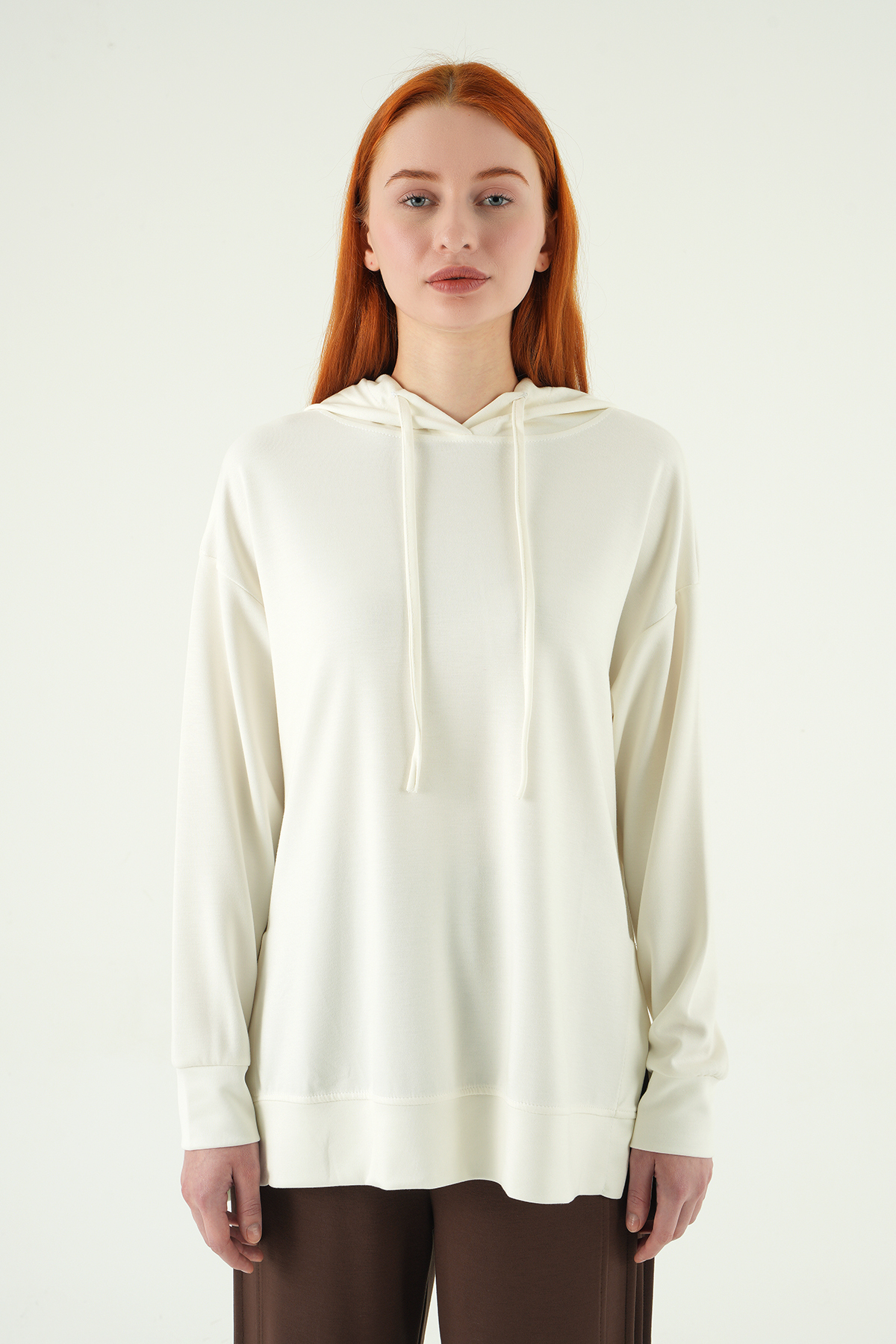 Ekru Kapüşonlu Tunik 8309A - RAYS (1)