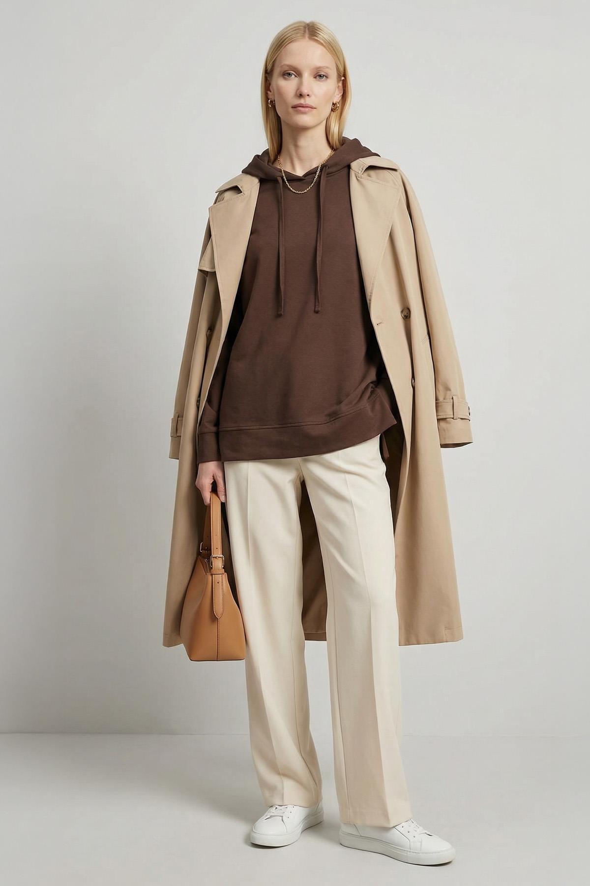 8309A Kapüşonlu Tunik Kahve - 1