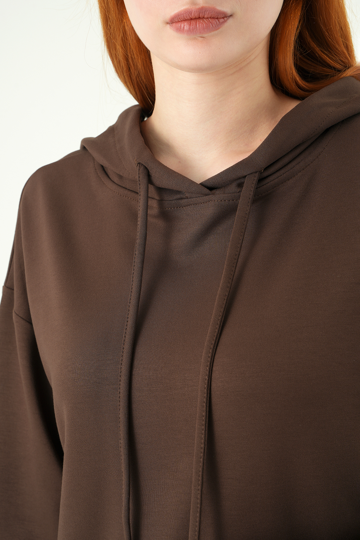 8309A Kapüşonlu Tunik Kahve - RAYS