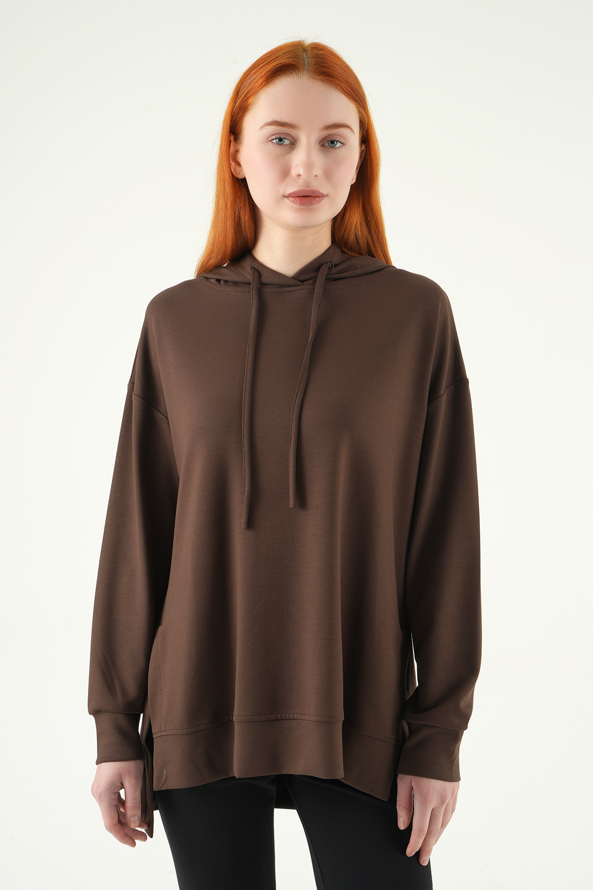 Kahve Kapüşonlu Tunik 8309A - 1