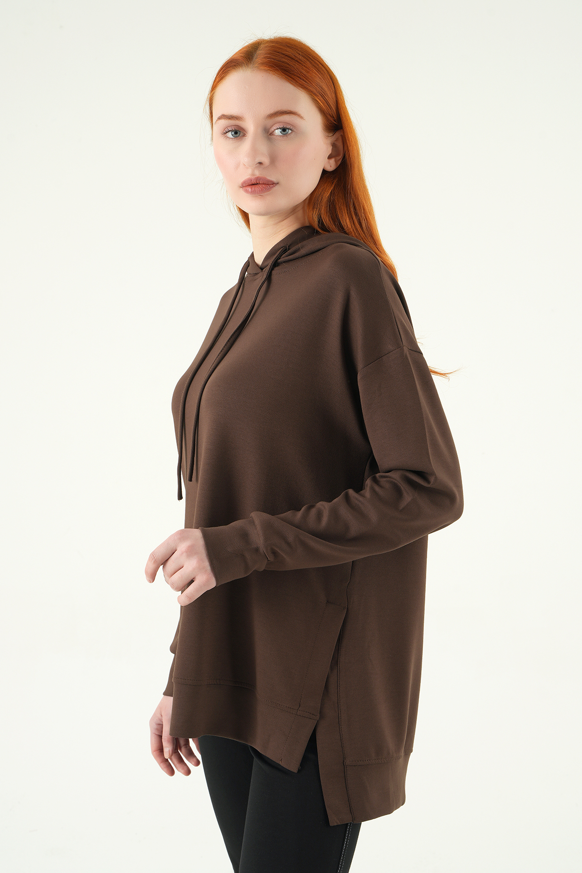 Kahve Kapüşonlu Tunik 8309A - 2