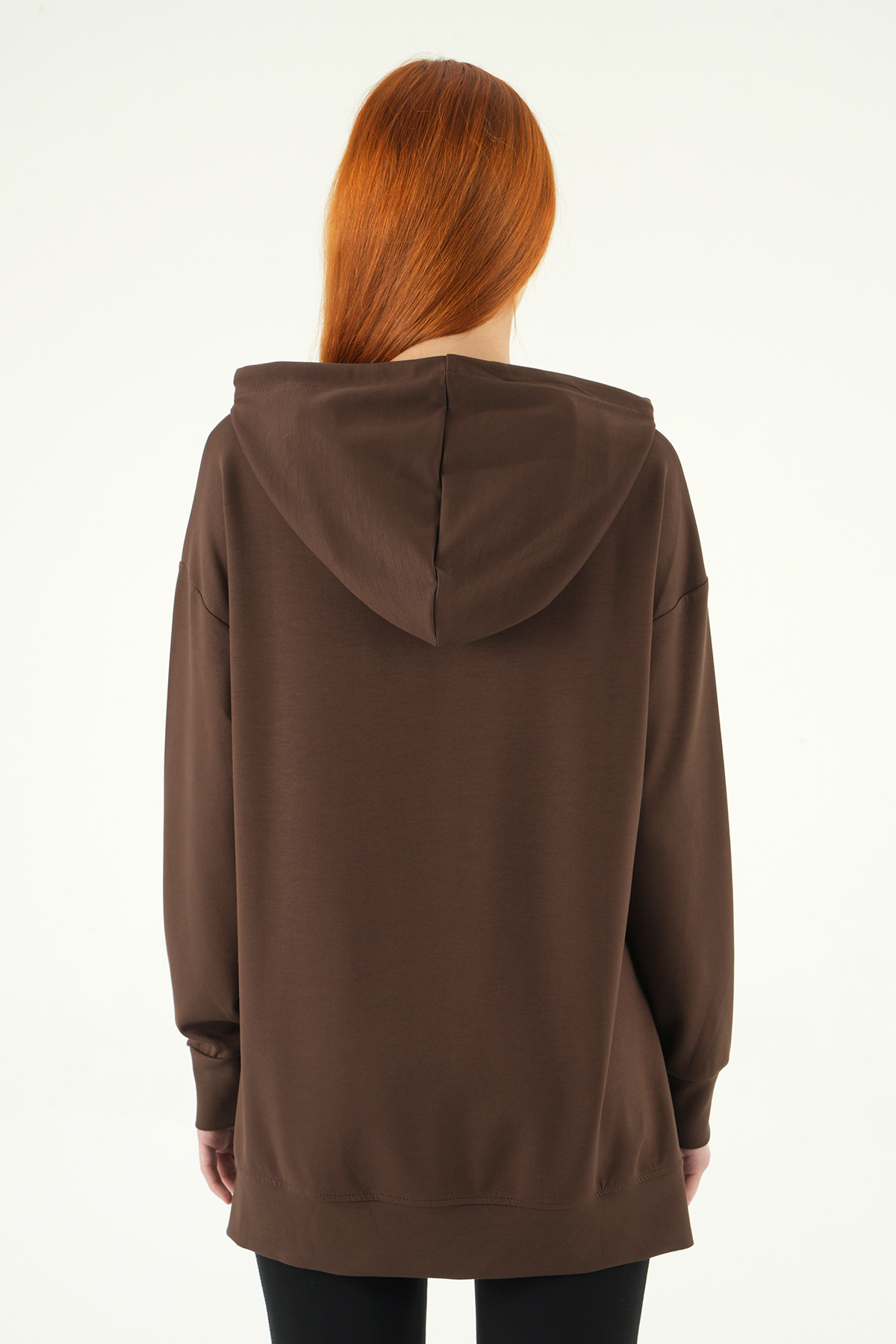 Kahve Kapüşonlu Tunik 8309A - 5