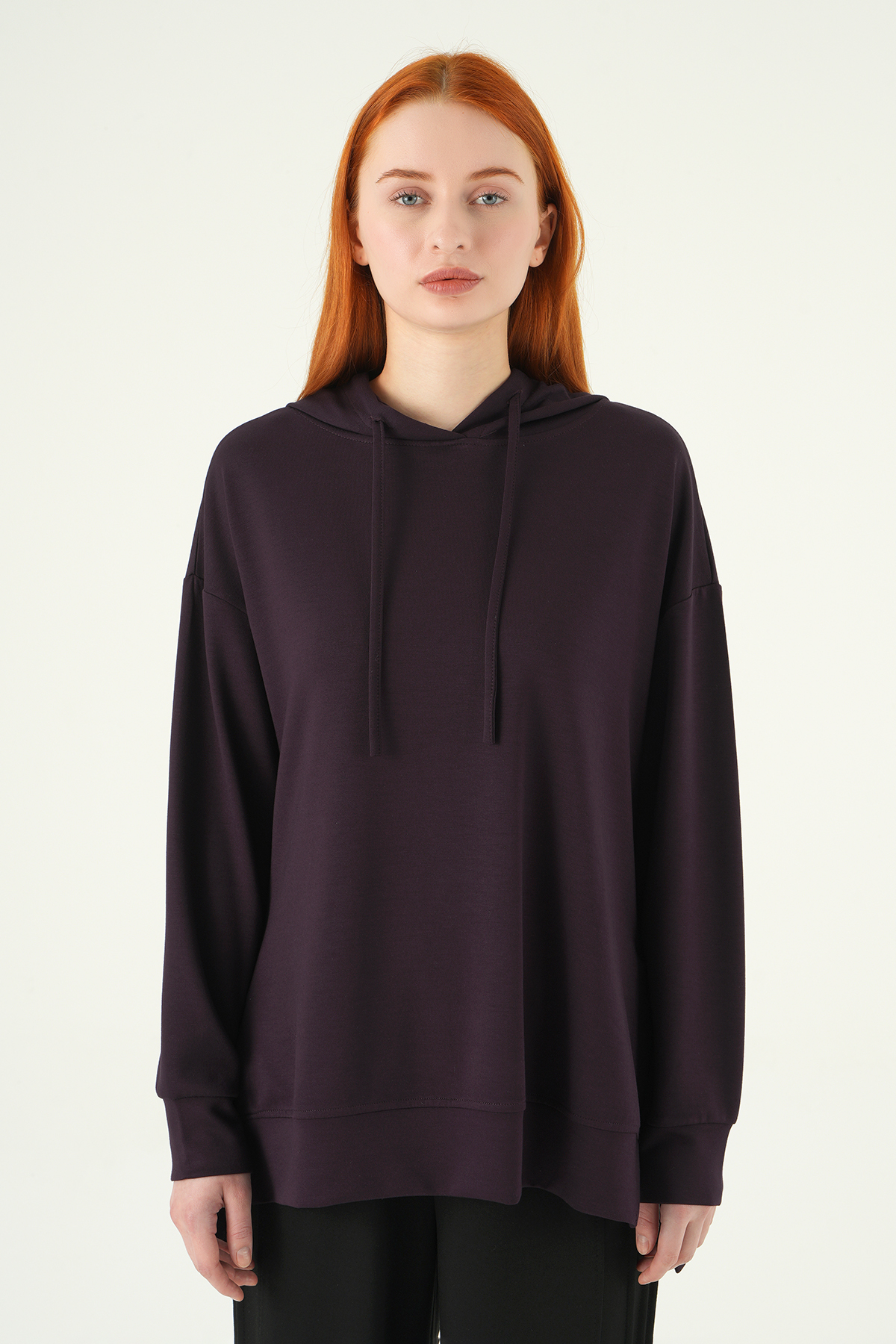 Mürdüm Kapüşonlu Tunik 8309A - 1