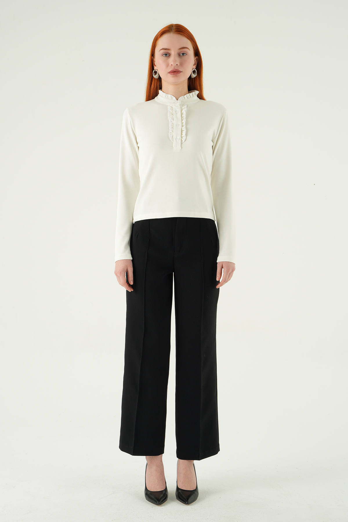 Ekru Ön Düğmeli Bluz 8311A - 3