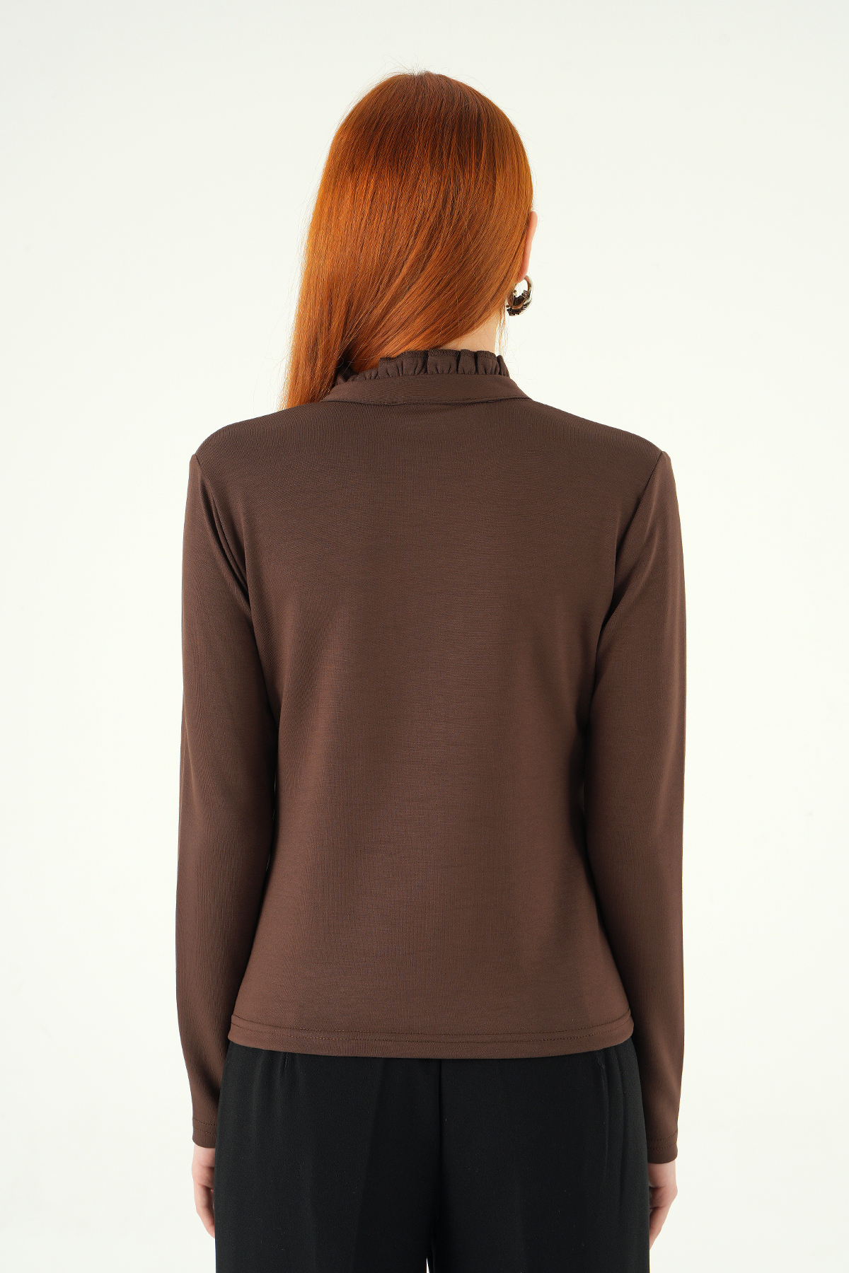 8311A Ön Düğmeli Bluz Kahve - 5