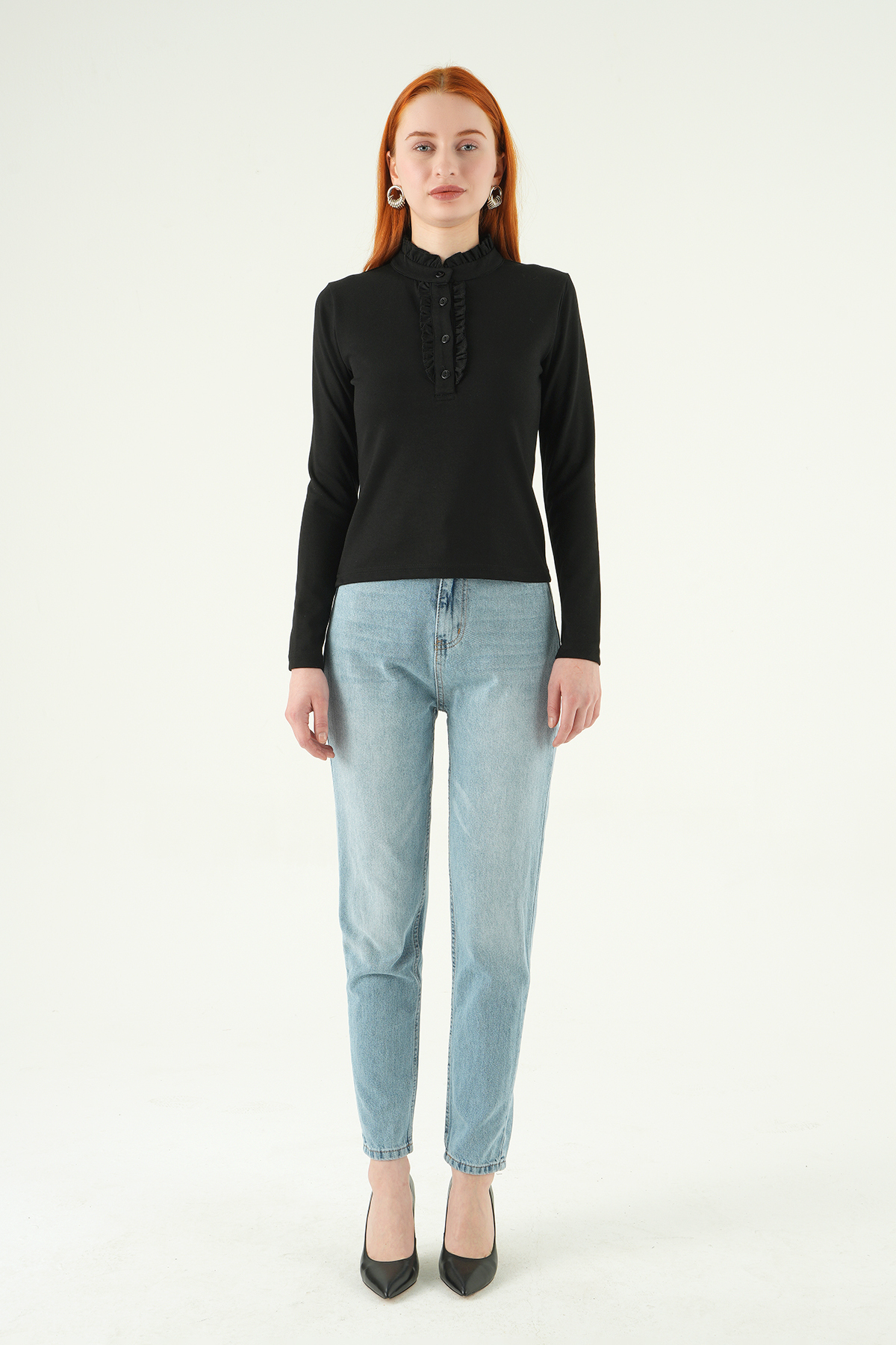 8311A Ön Düğmeli Bluz Siyah - 3