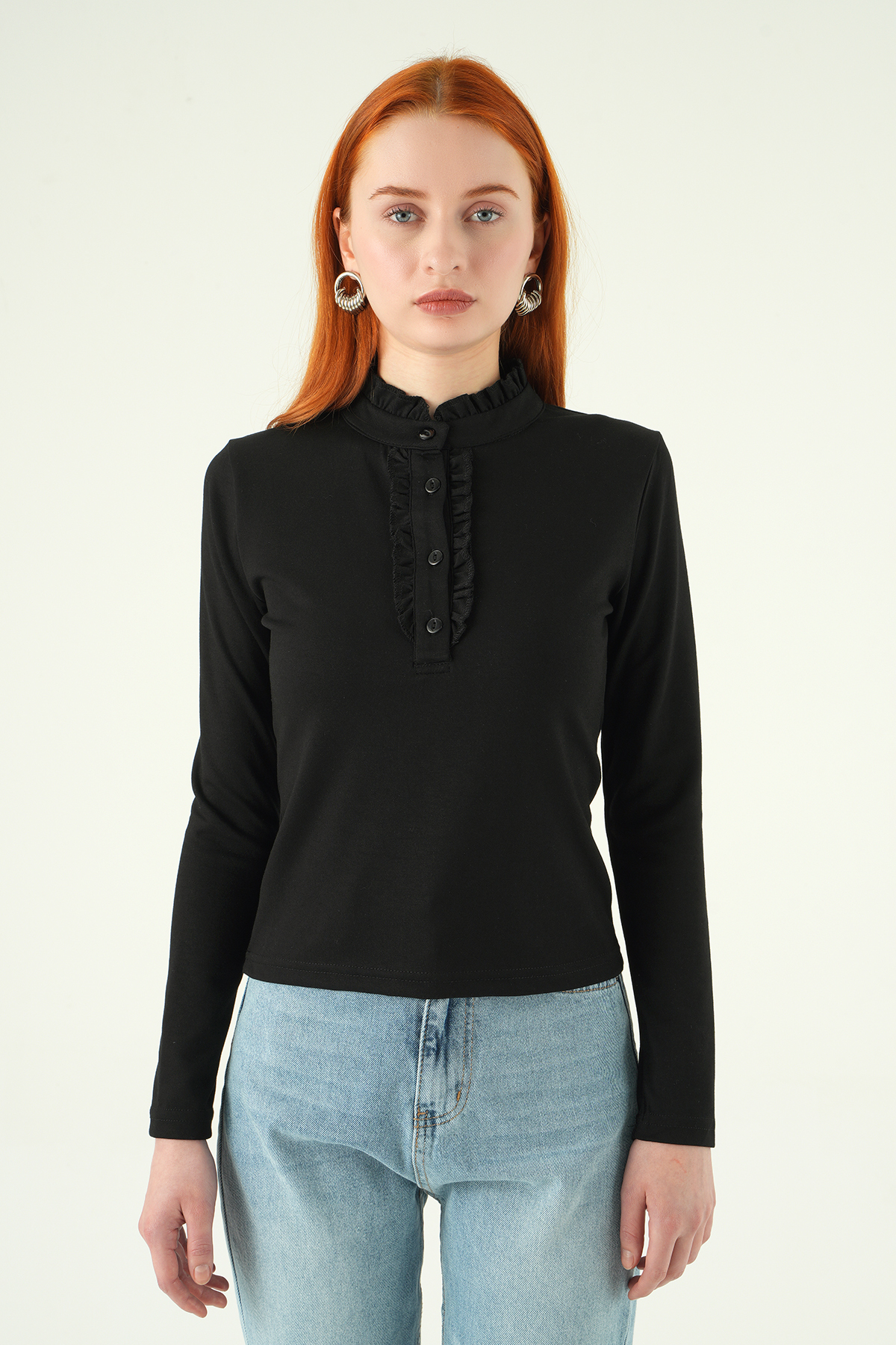Ön Düğmeli Bluz 8311A Siyah - 2