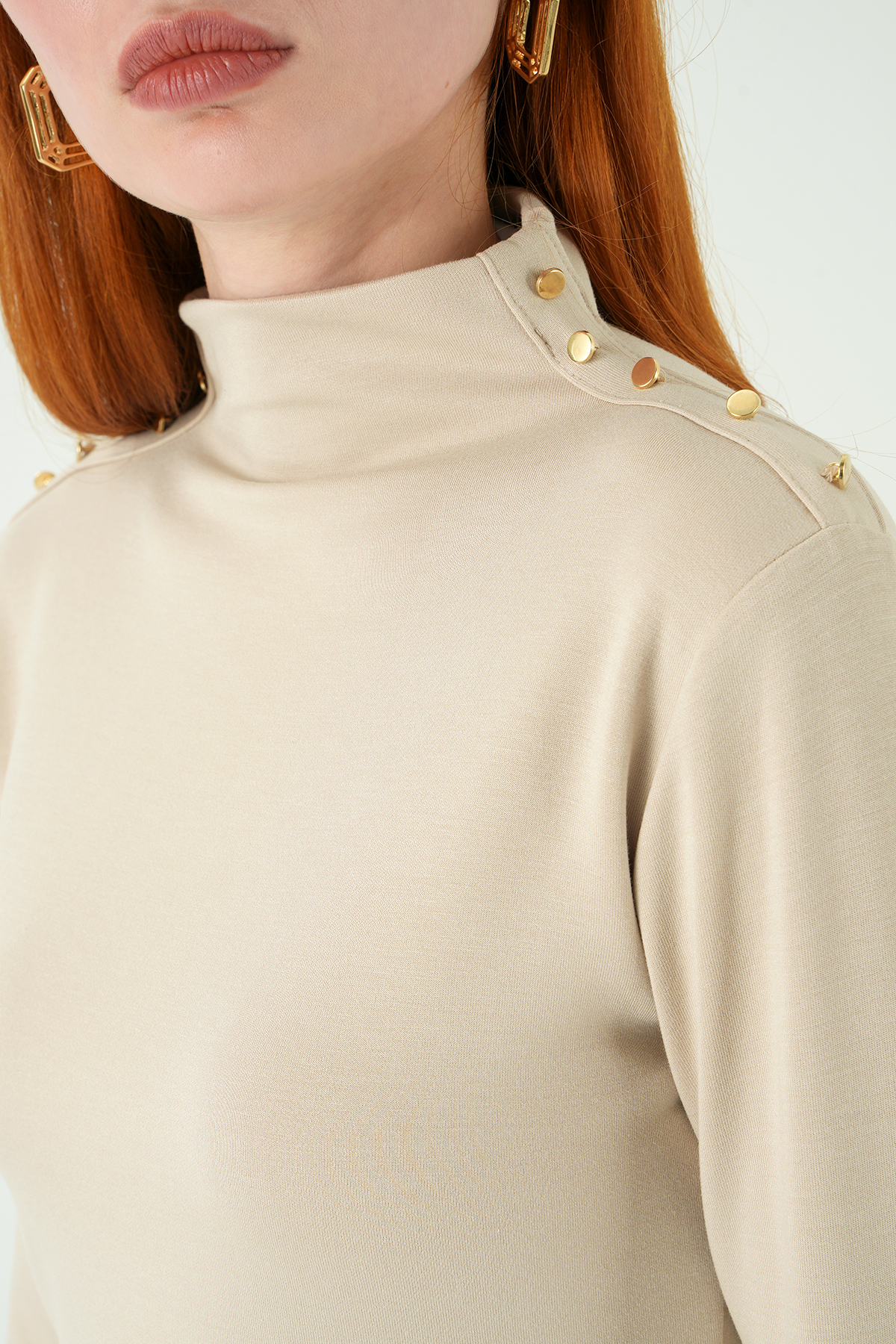 8312A Omuz Dümeli Bluz Bej - 4