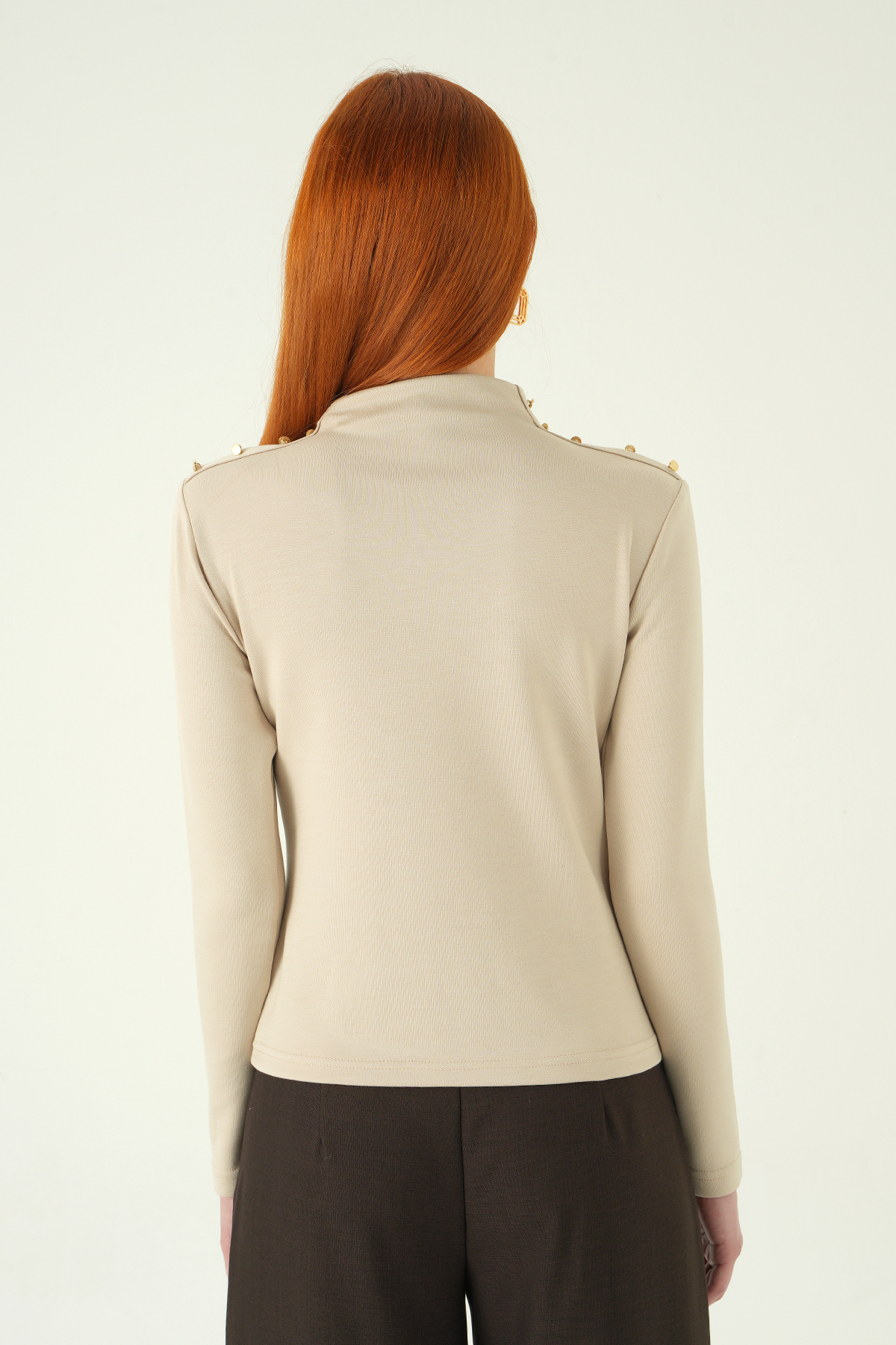 8312A Omuz Dümeli Bluz Bej - 5