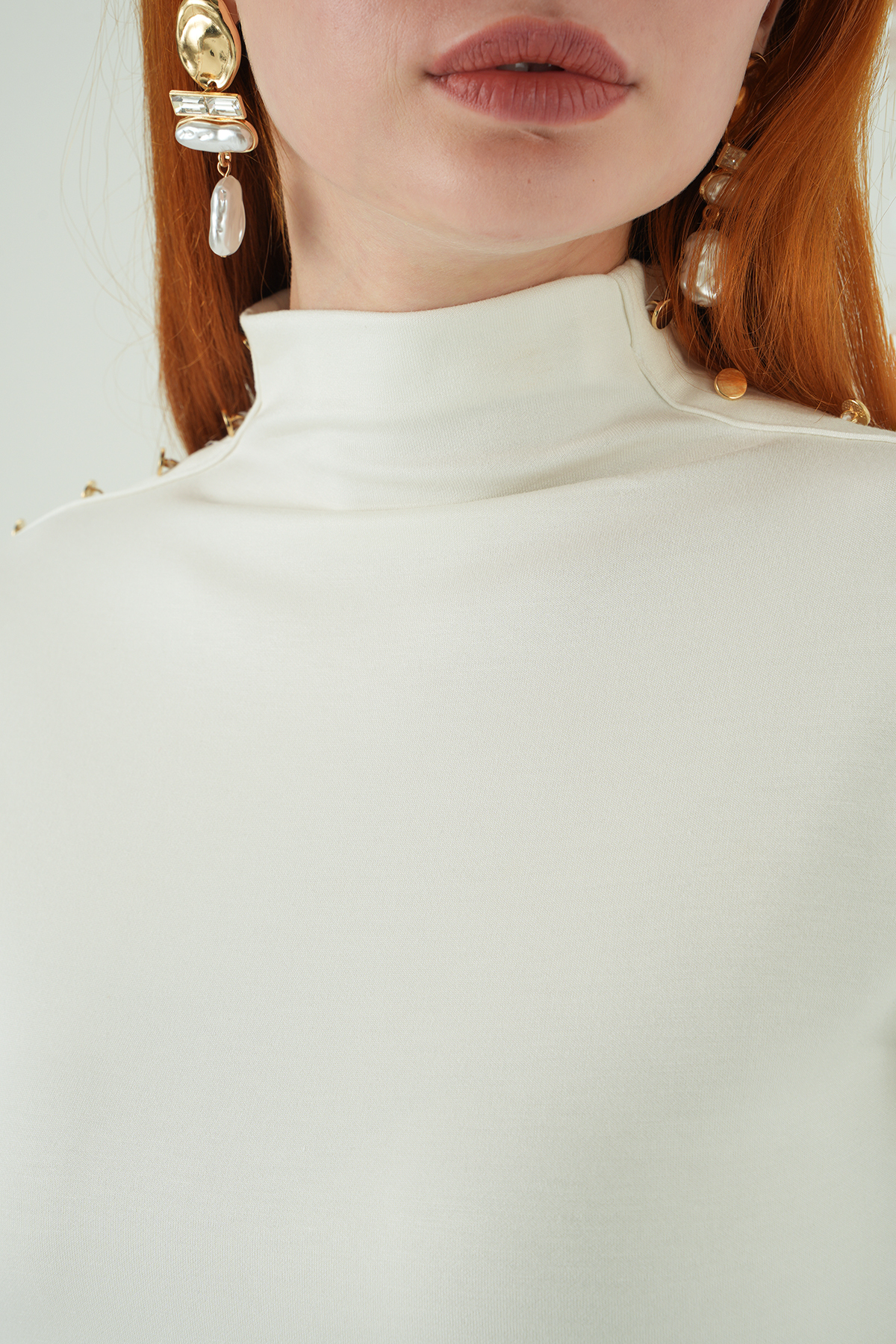 8312A Omuz Dümeli Bluz Ekru - 4