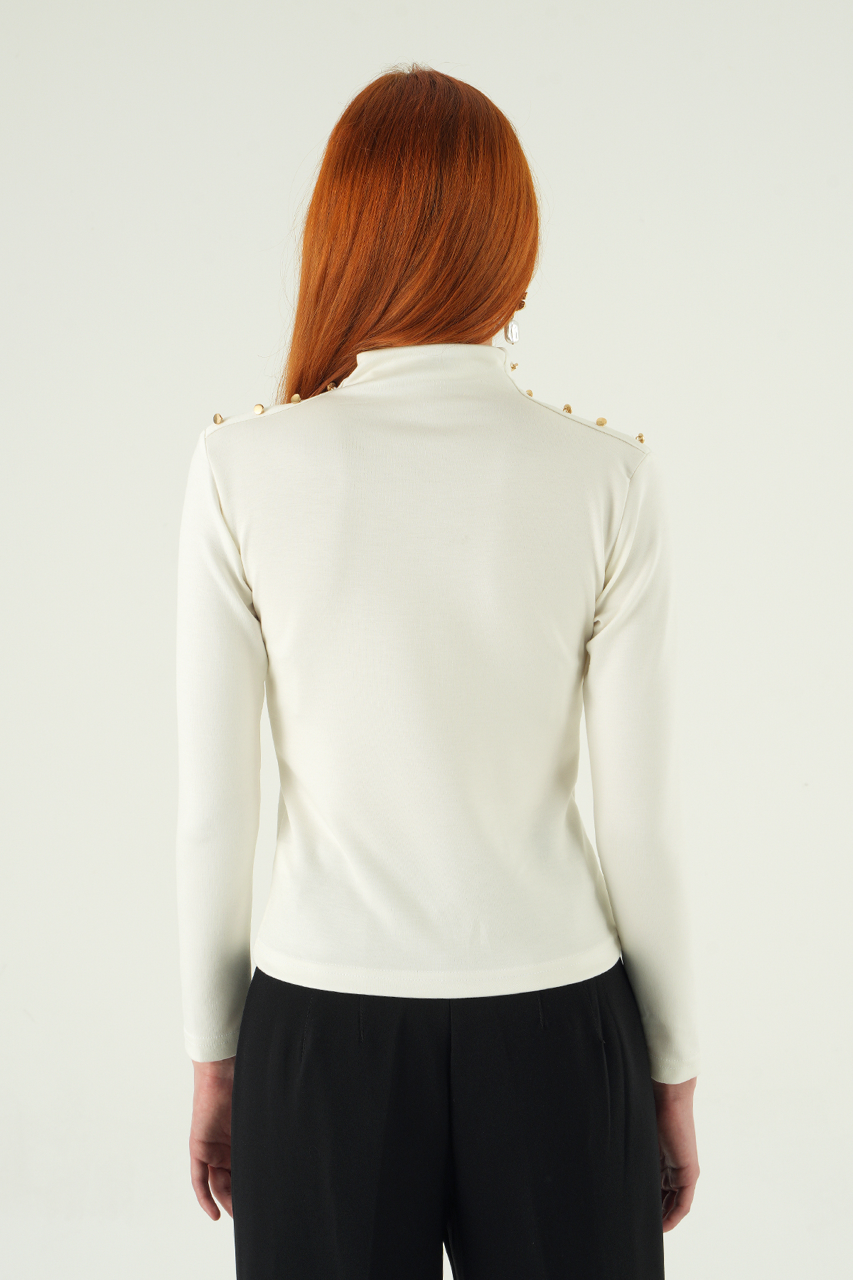 8312A Omuz Dümeli Bluz Ekru - 5