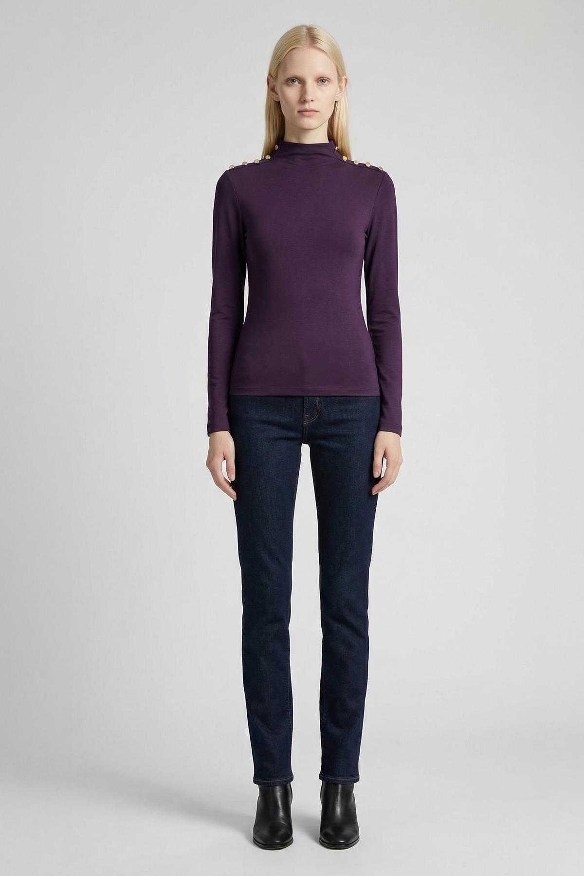 8312A Omuz Dümeli Bluz Mürdüm - 1