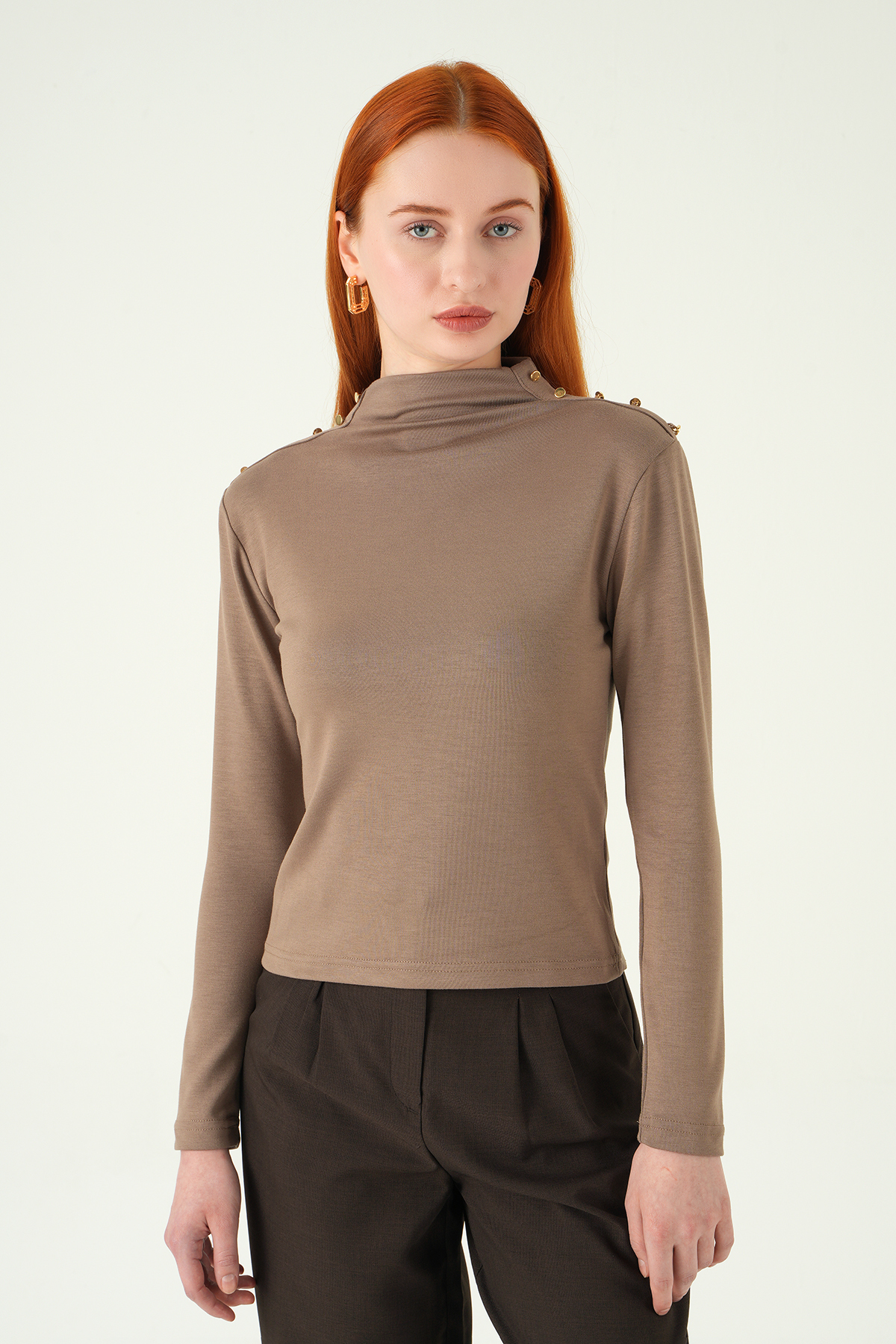 Vizon Omuz Düğmeli Bluz 8312A - 2