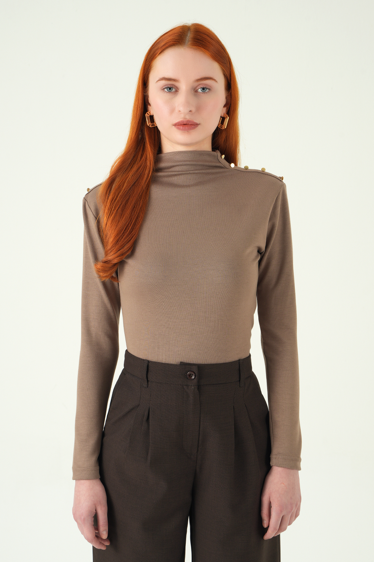 Vizon Omuz Düğmeli Bluz 8312A - 6