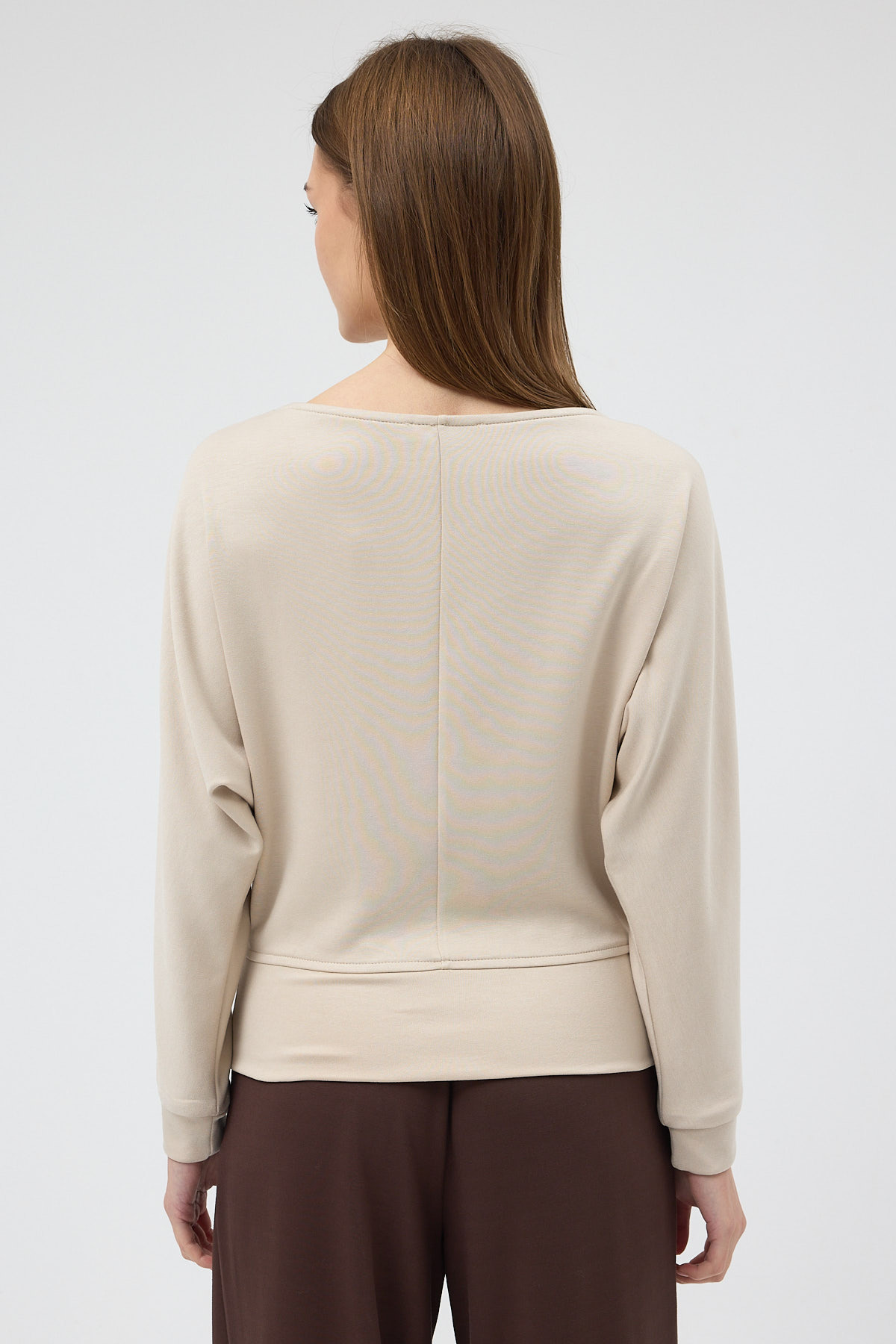 Bej Kayık Yaka Yarasa Kol Büzgülü Bluz 8316A - 5