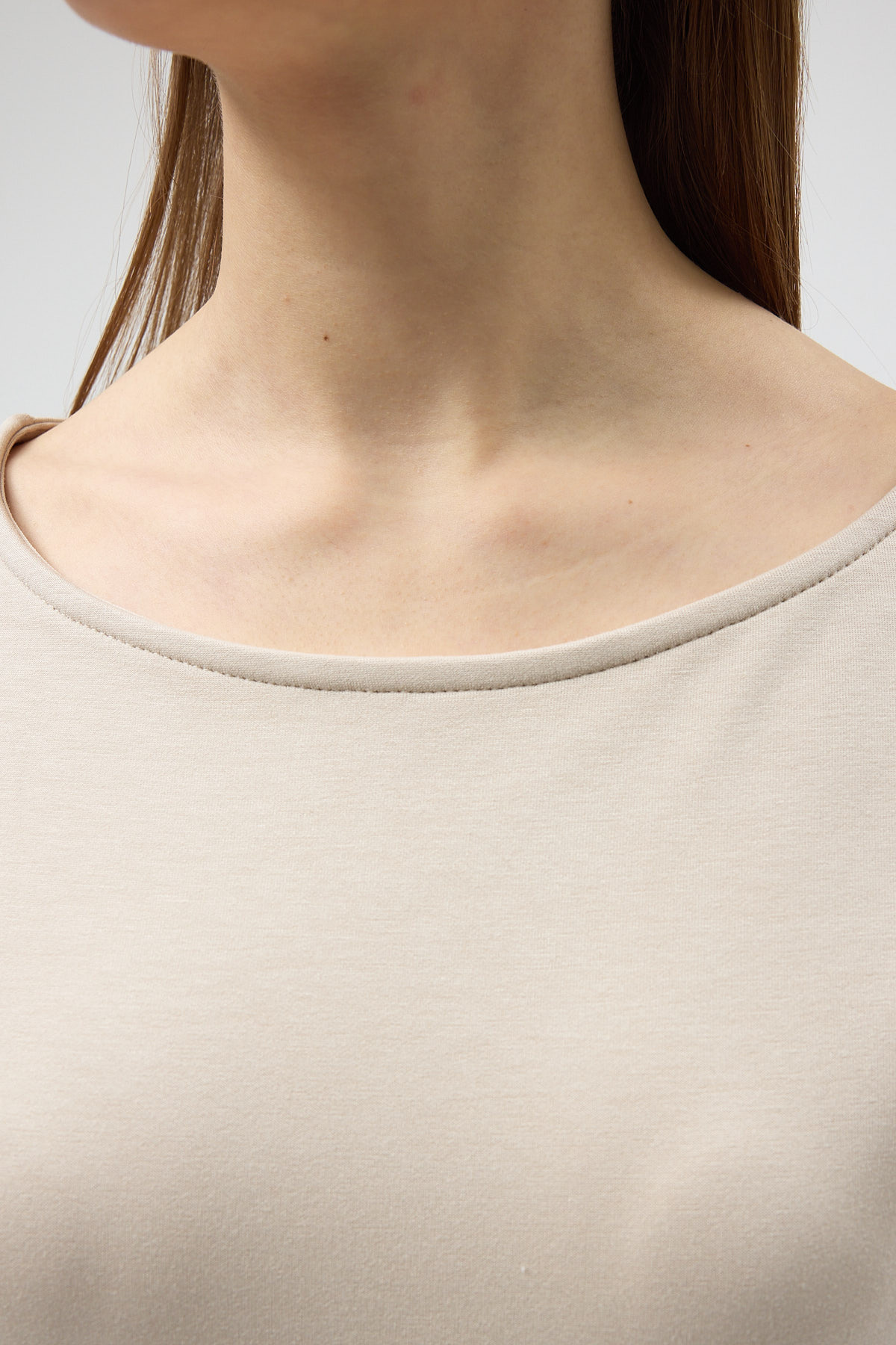 Bej Kayık Yaka Yarasa Kol Büzgülü Bluz 8316A - 4